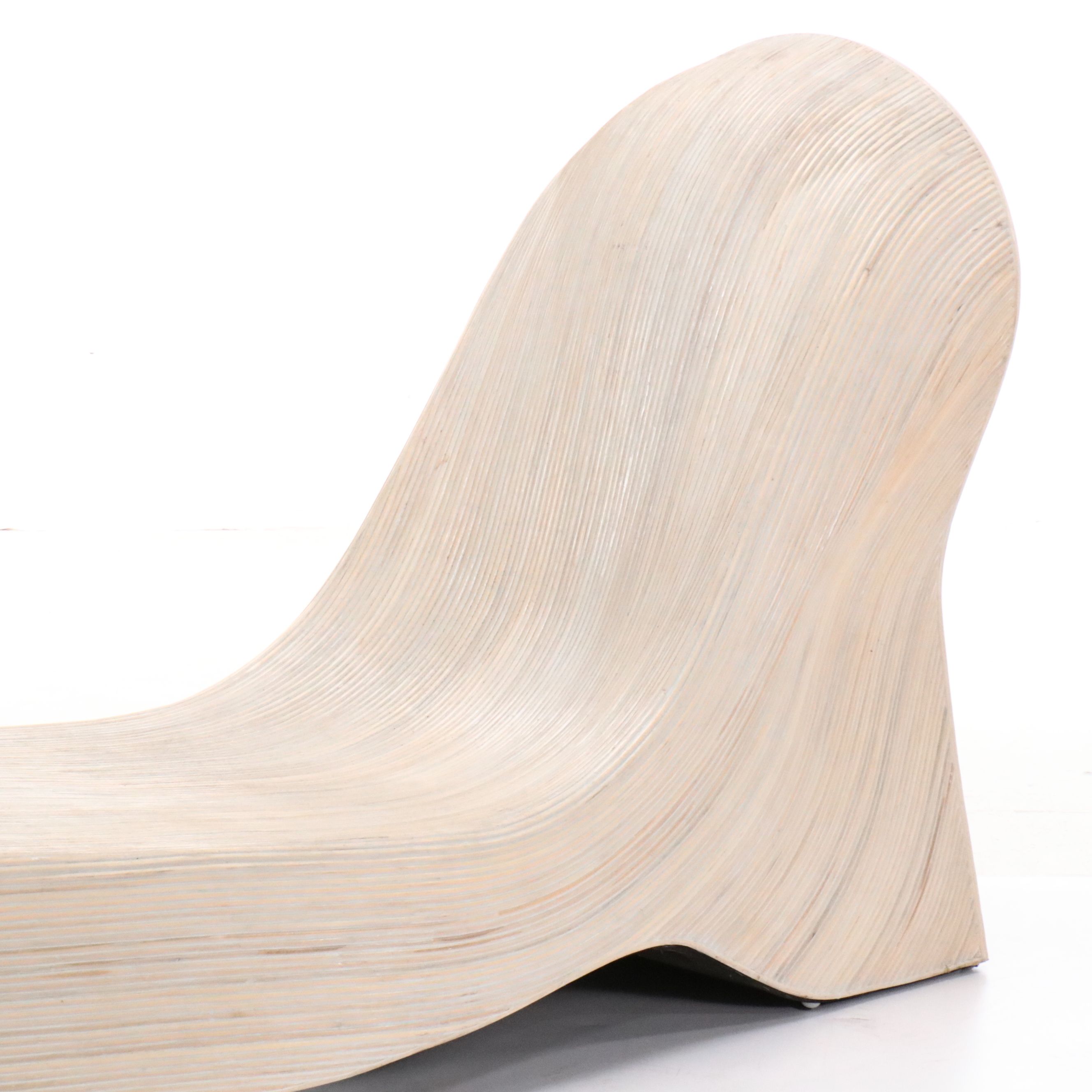 Modern Sculptural Split Reed Chaise Lounge