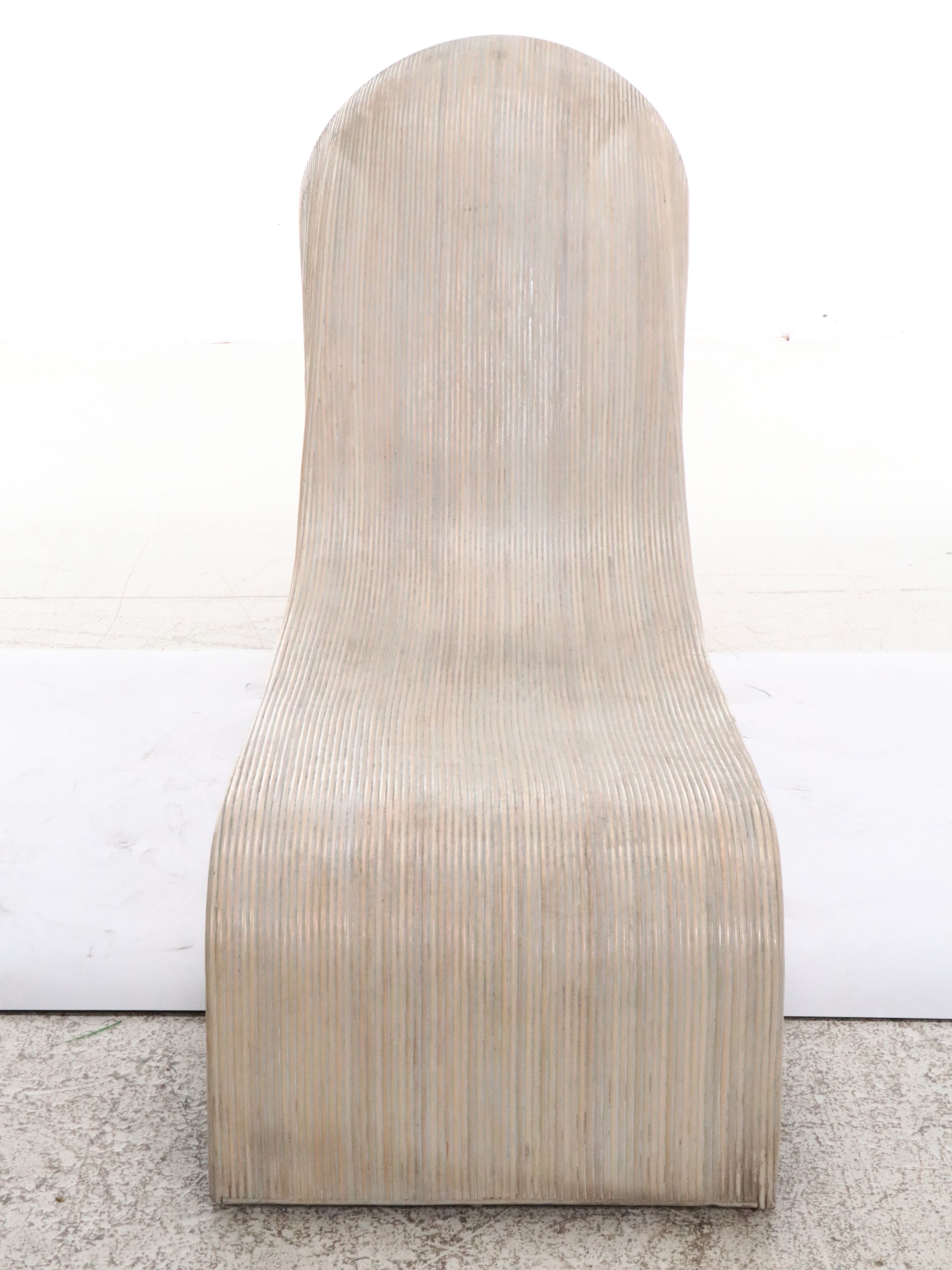 Modern Sculptural Split Reed Chaise Lounge