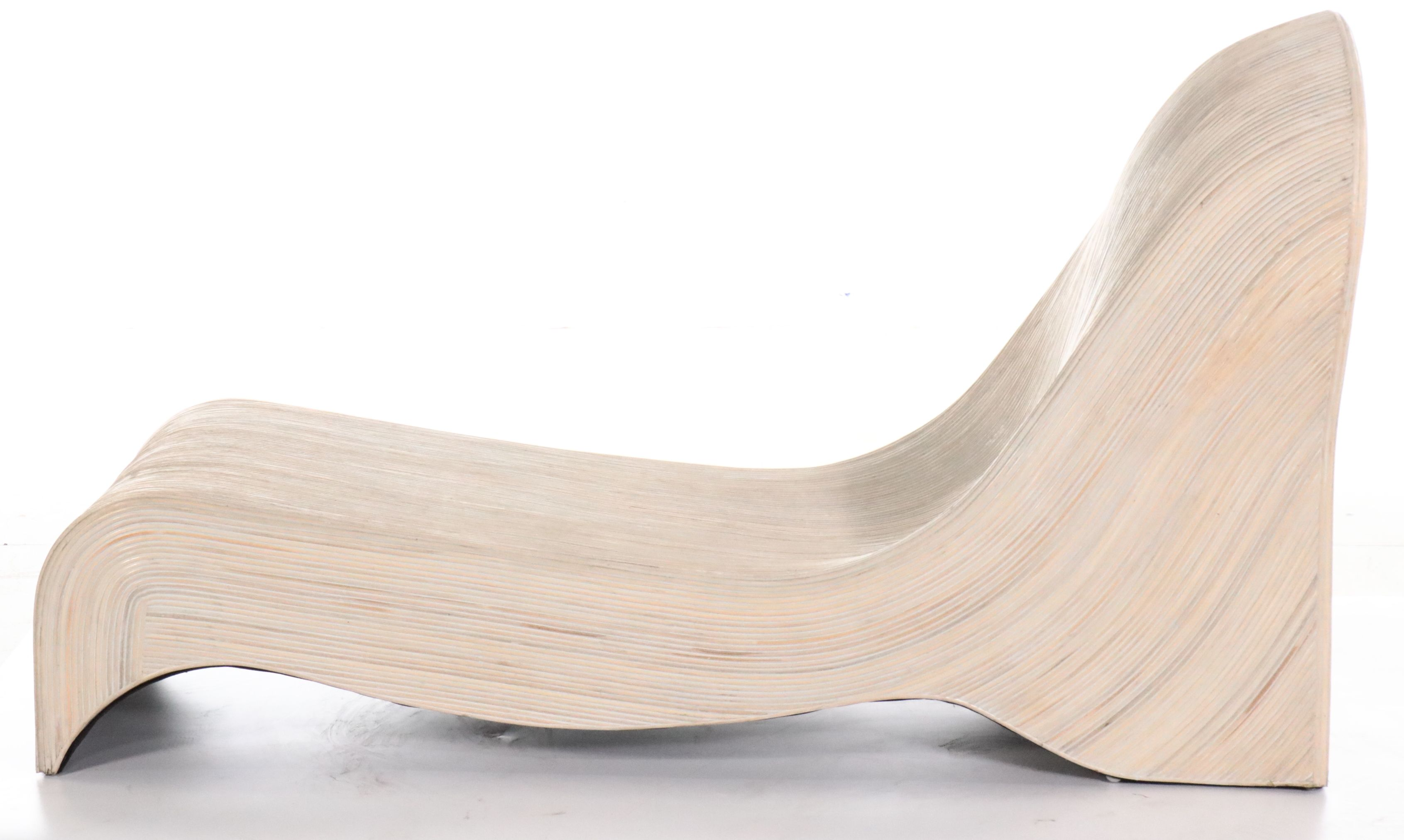 Modern Sculptural Split Reed Chaise Lounge