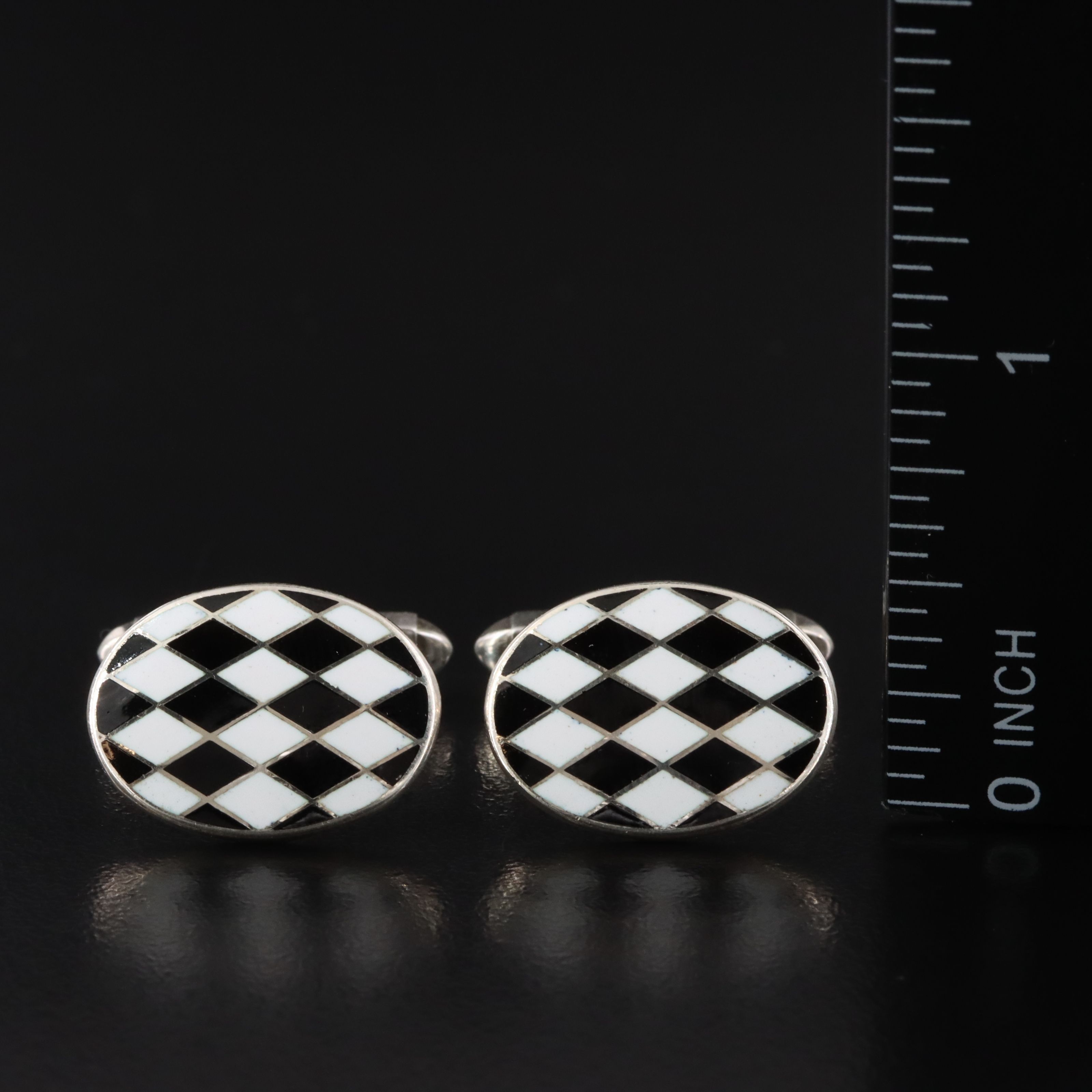 Deakin & Francis Sterling Enamel Checkerboard Cufflinks