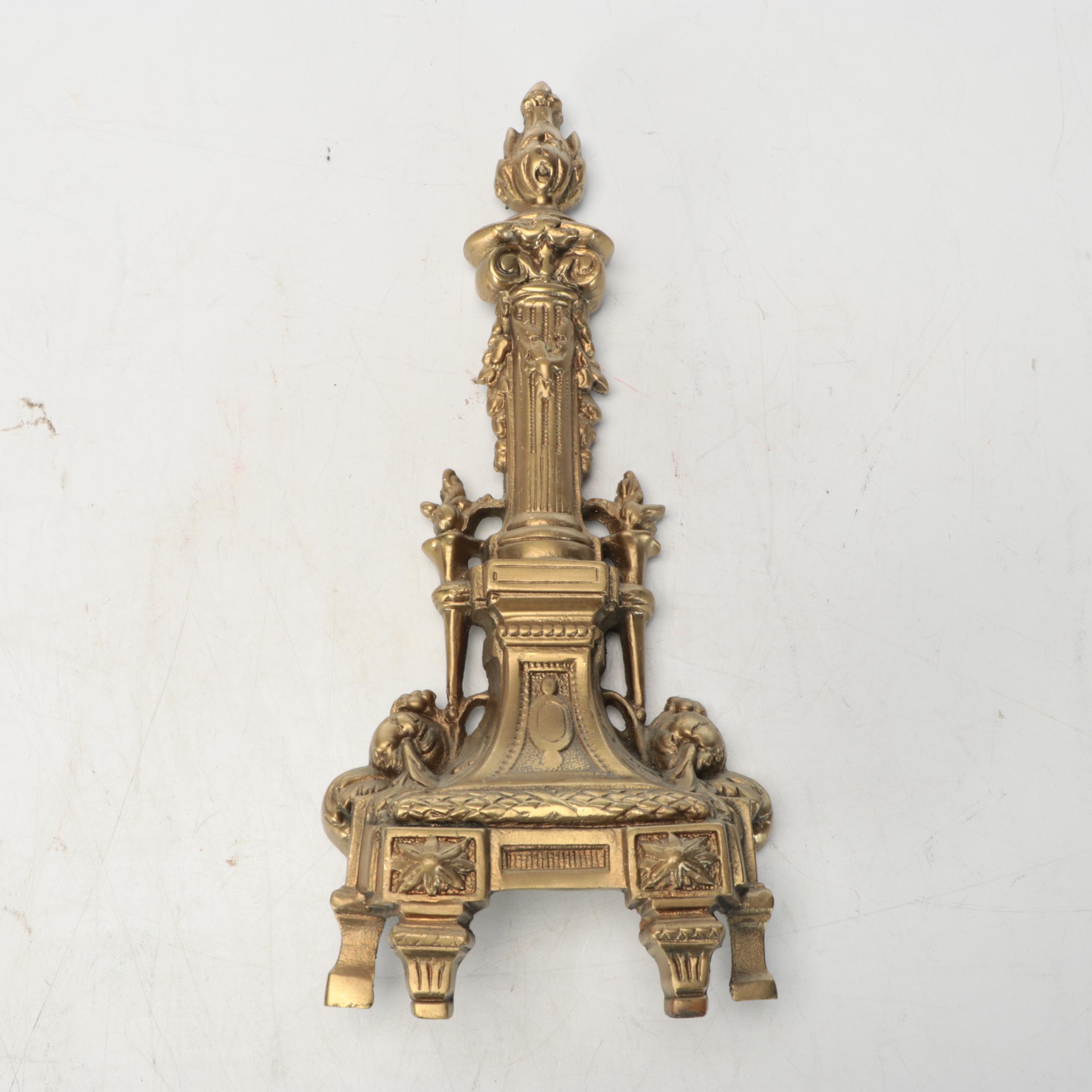 French Style Brass Finish Andirons