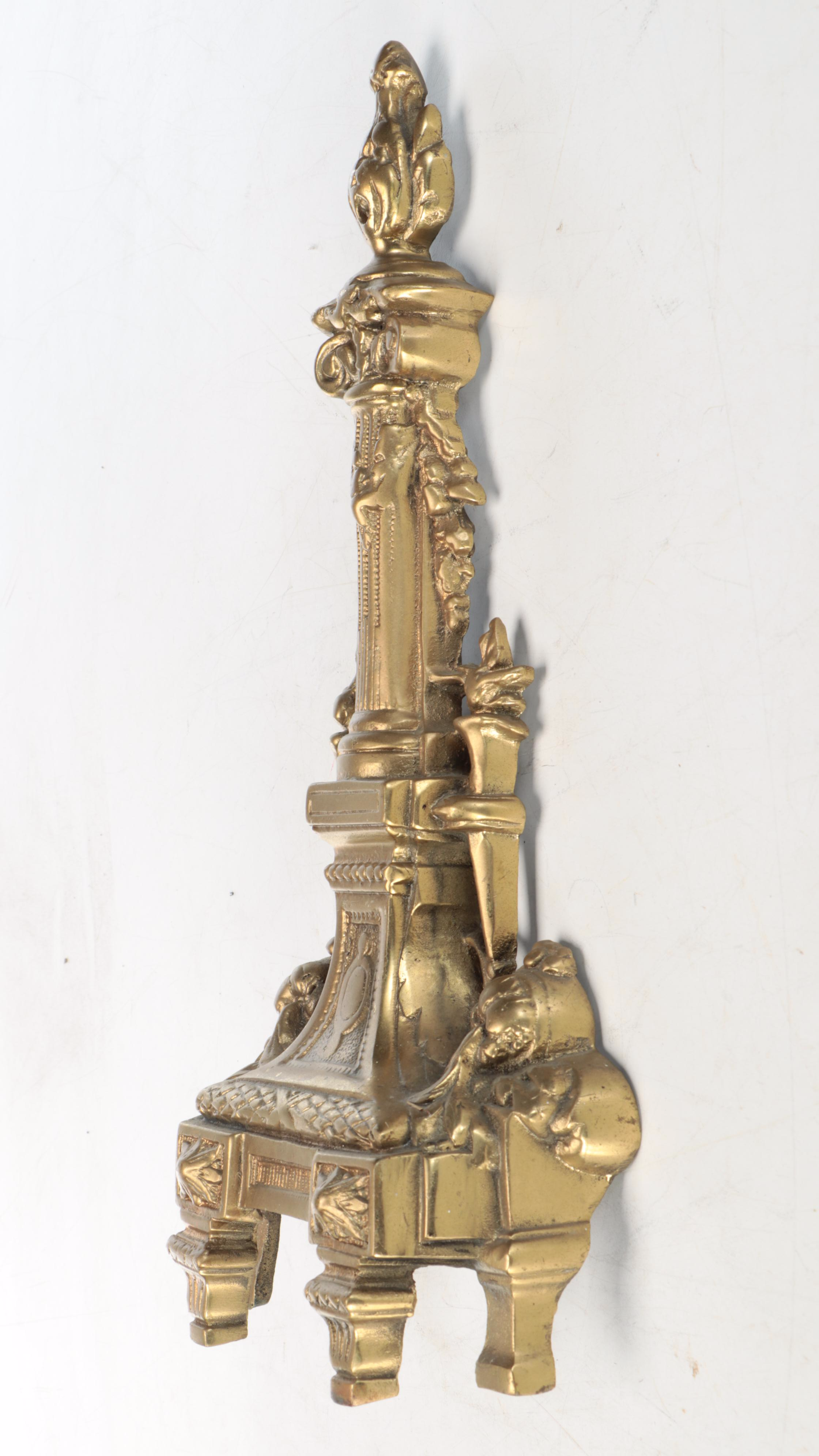 French Style Brass Finish Andirons