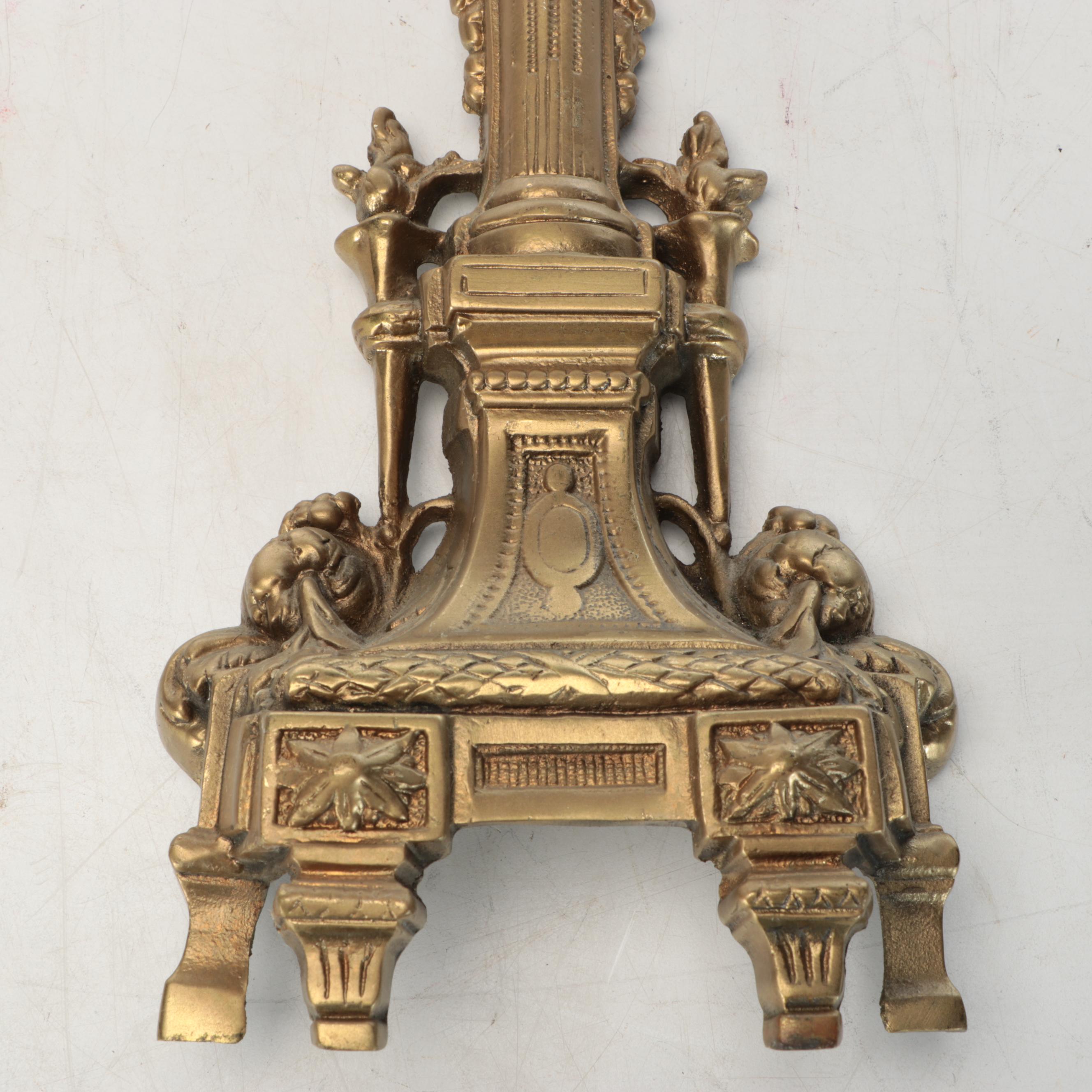 French Style Brass Finish Andirons