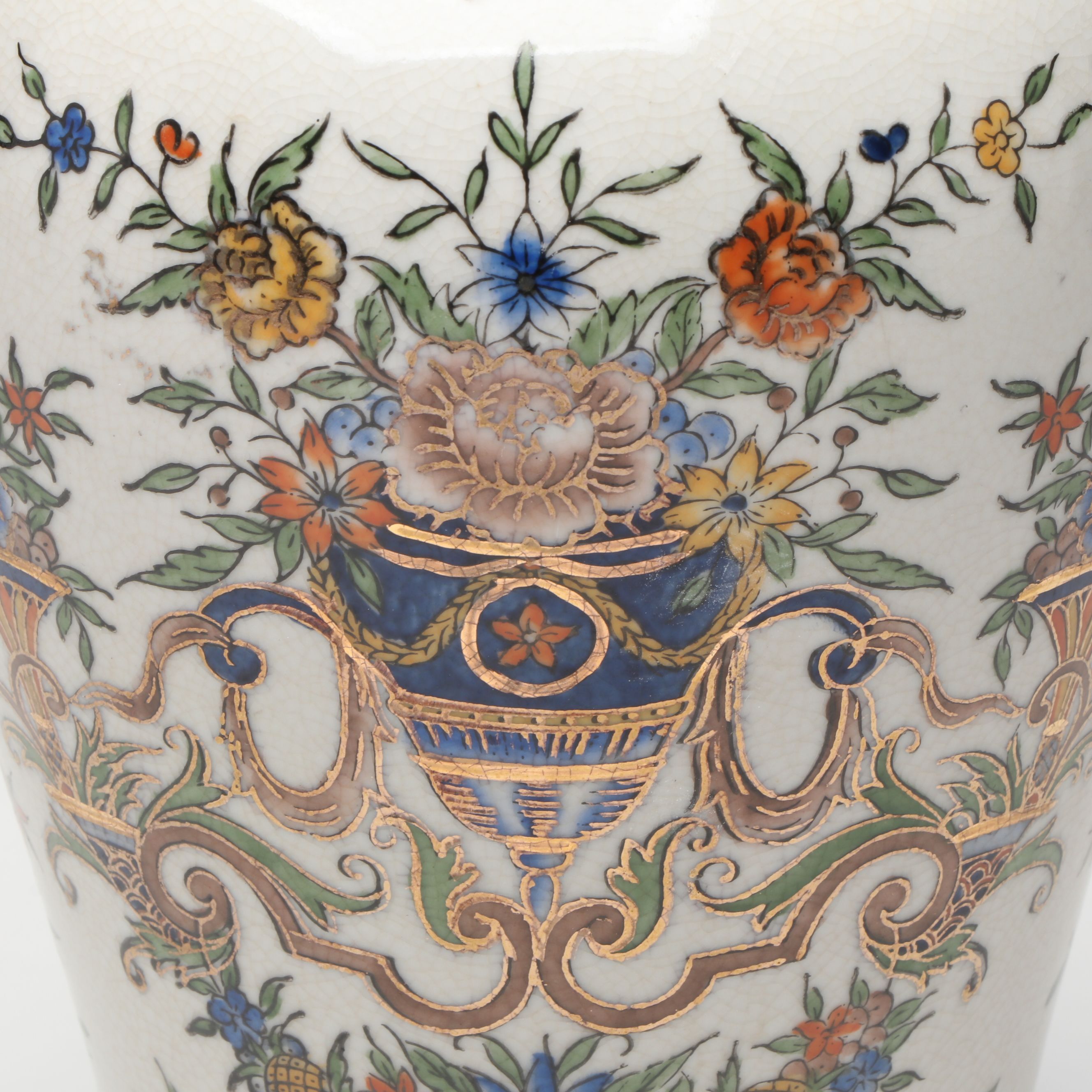 Chinoiserie Hand-Painted Floral Porcelain Vase