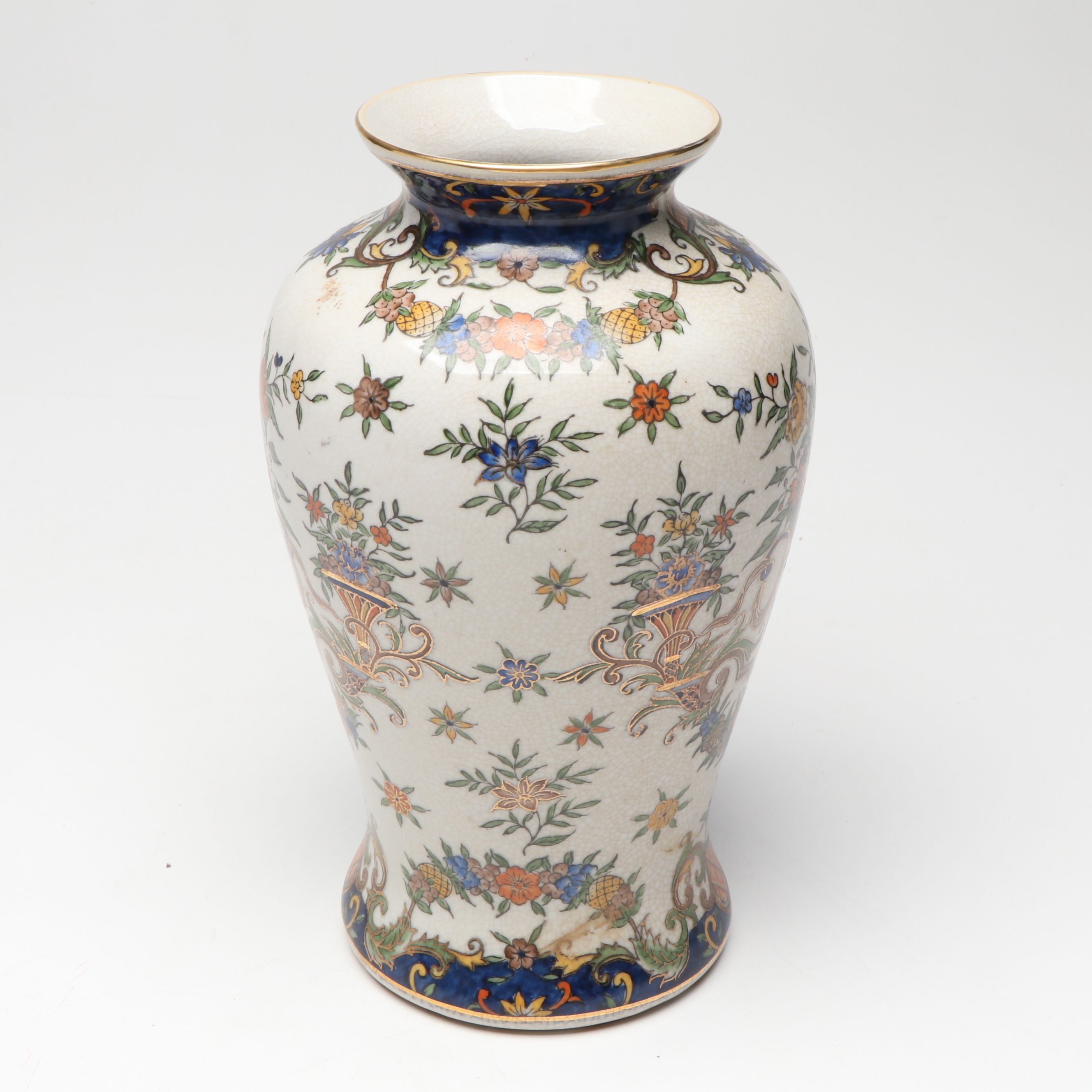 Chinoiserie Hand-Painted Floral Porcelain Vase
