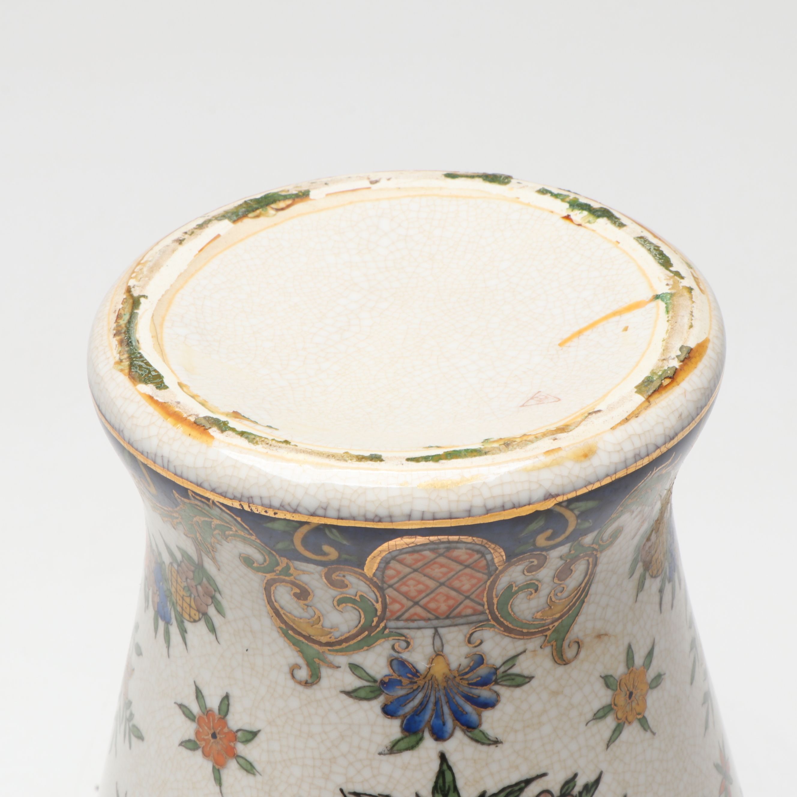 Chinoiserie Hand-Painted Floral Porcelain Vase