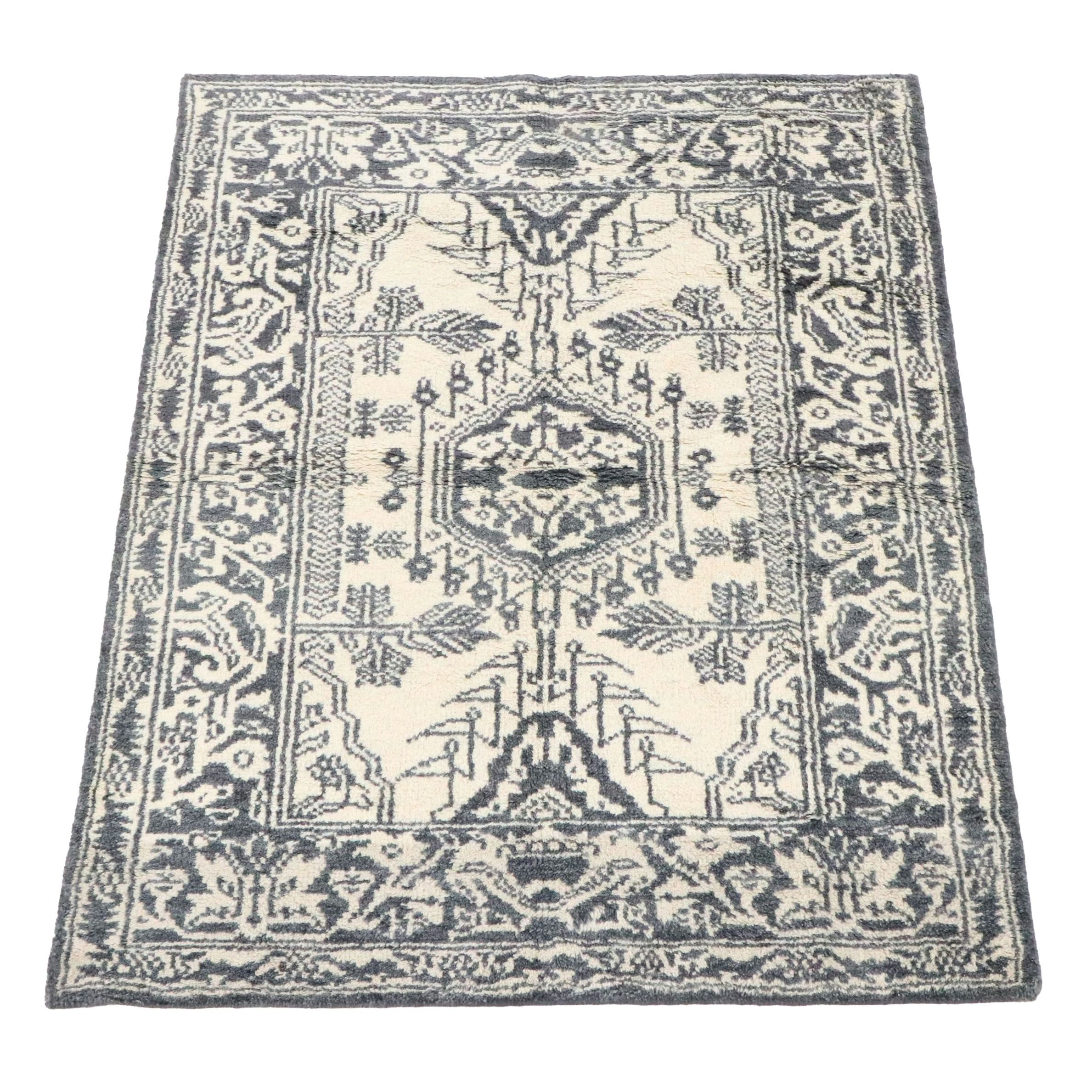5'1 x 7'11 Hand-Knotted Contemporary Monochrome Area Rug