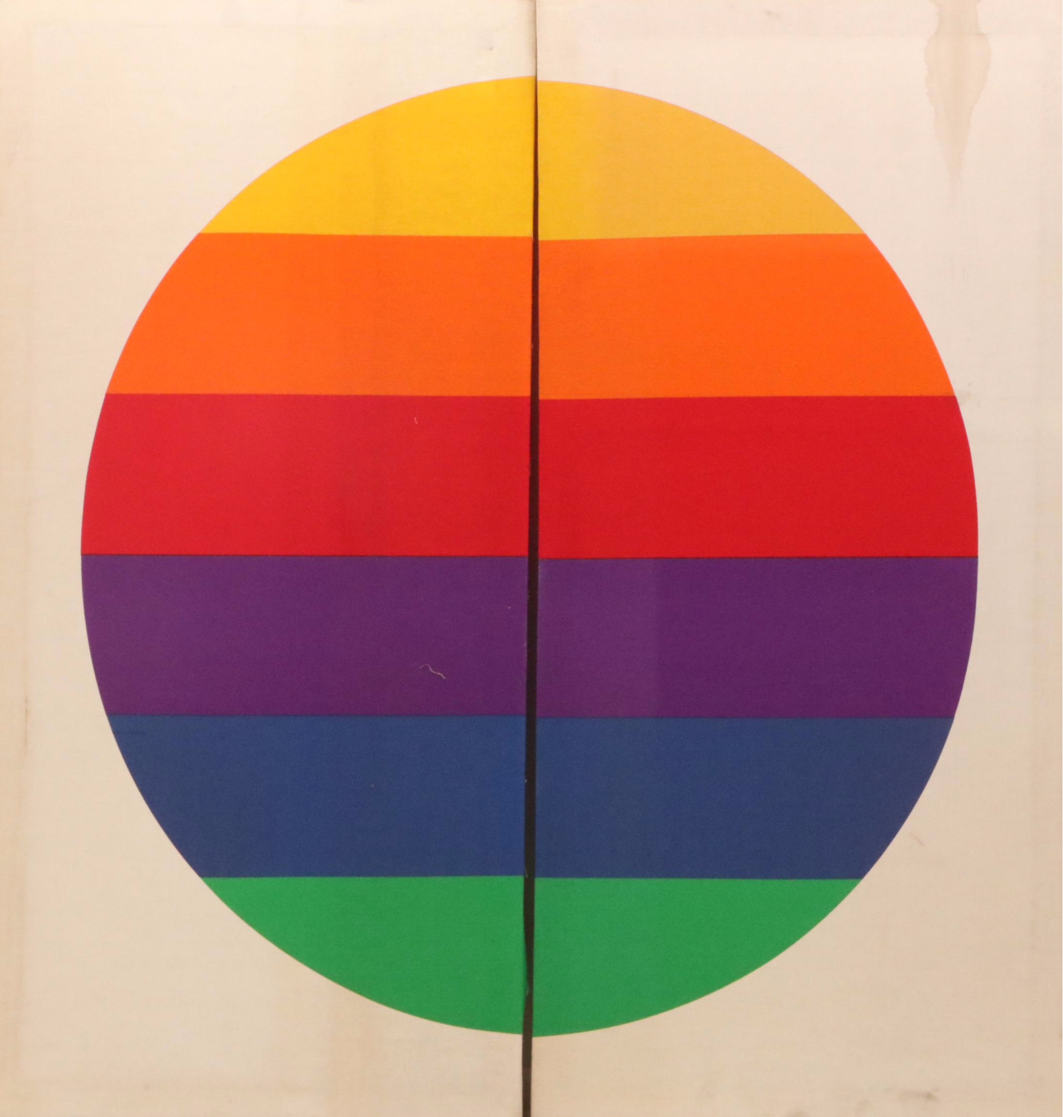 Strömma Sweden Stretched Textile Diptych "Rainbow Circle," 1970s