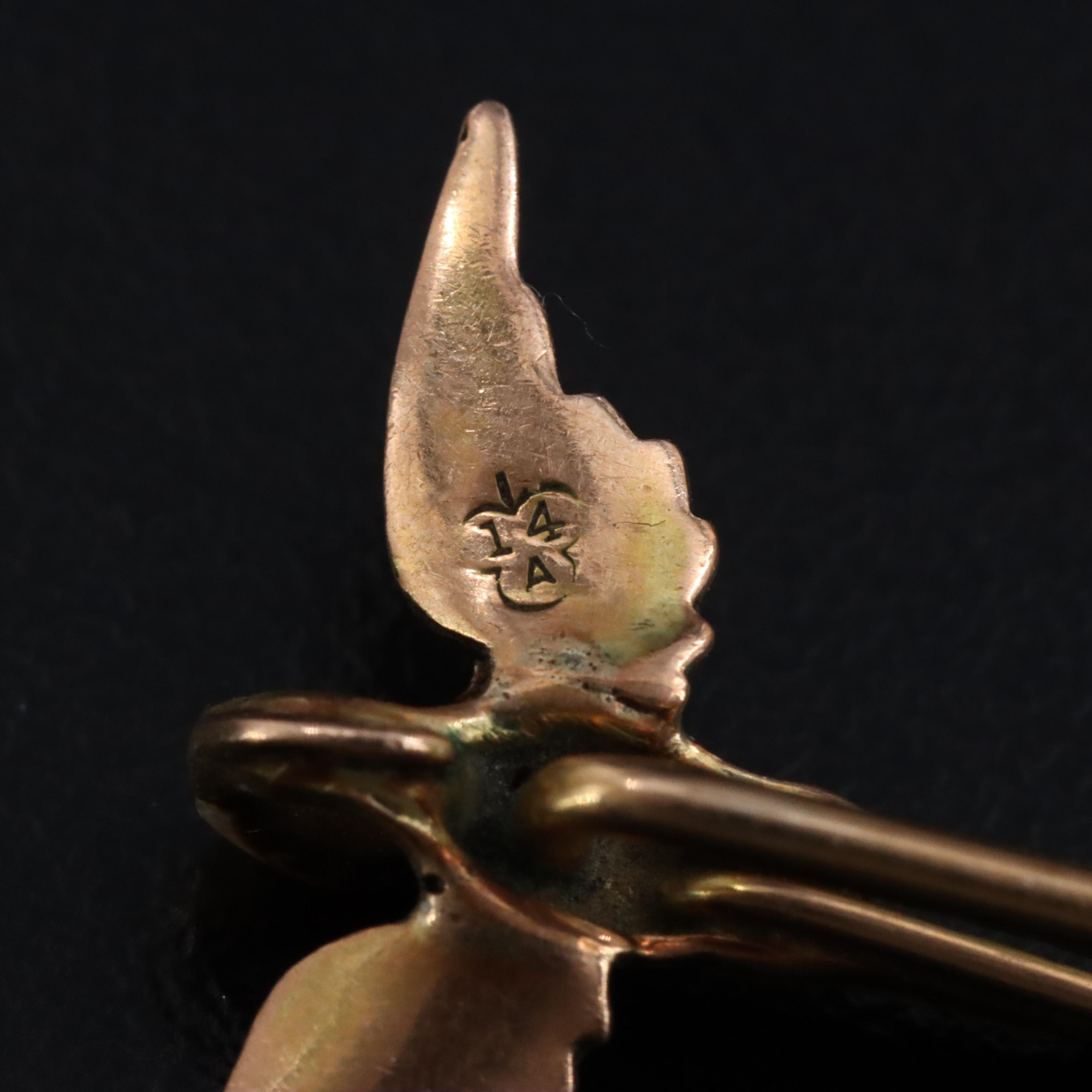 Alling & Co. Art Nouveau 14K Pearl Crane Stickpin