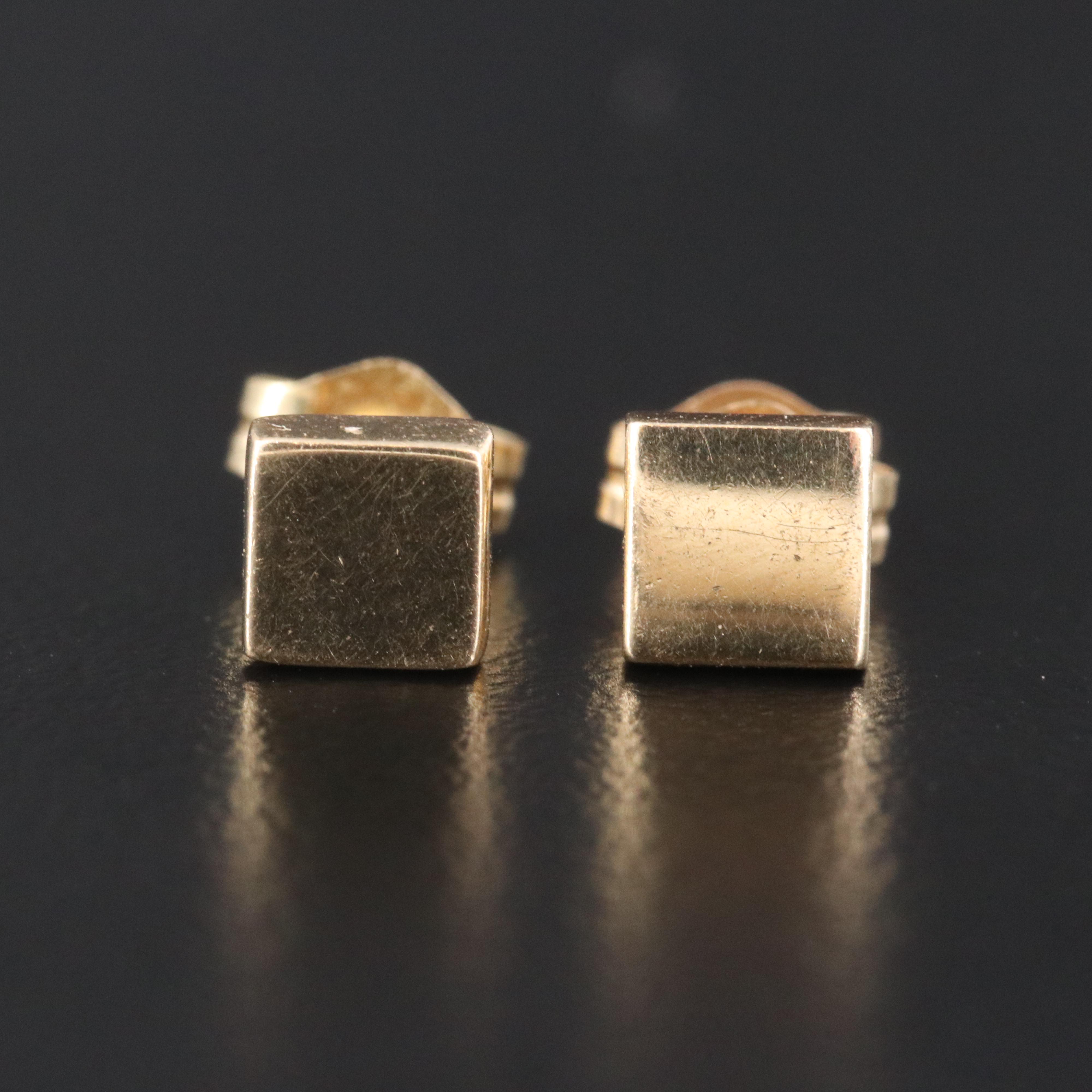14K Square Stud Earrings