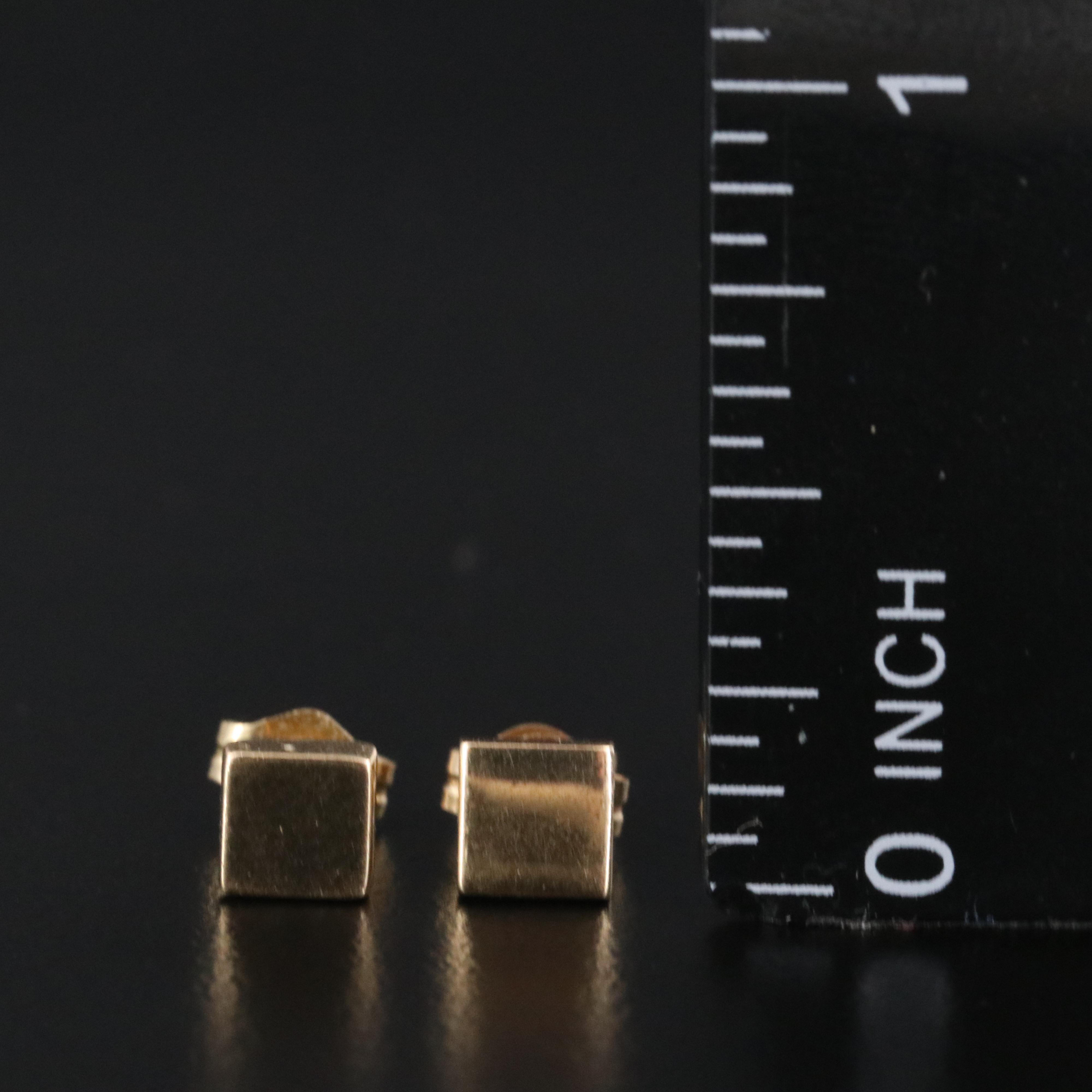 14K Square Stud Earrings
