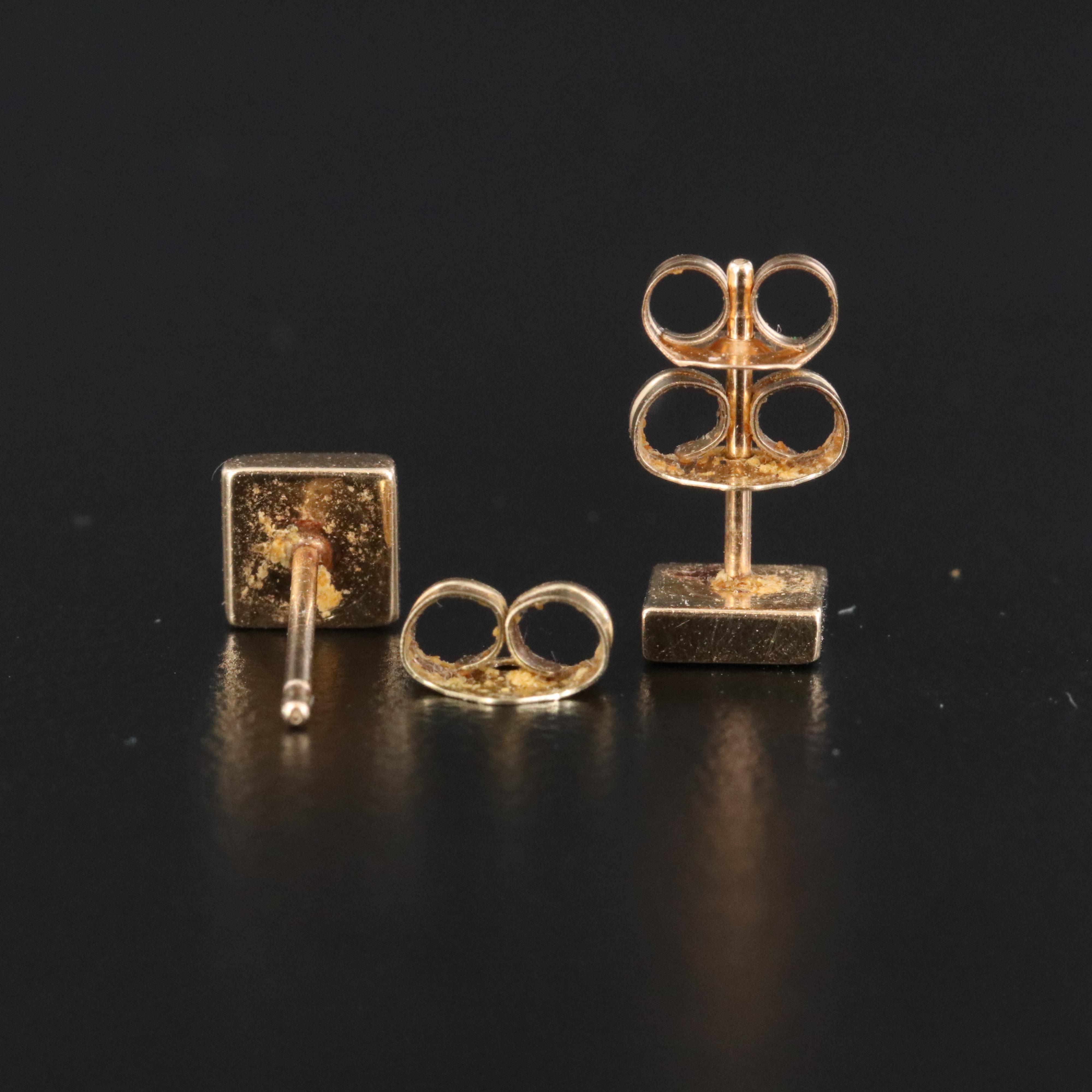 14K Square Stud Earrings