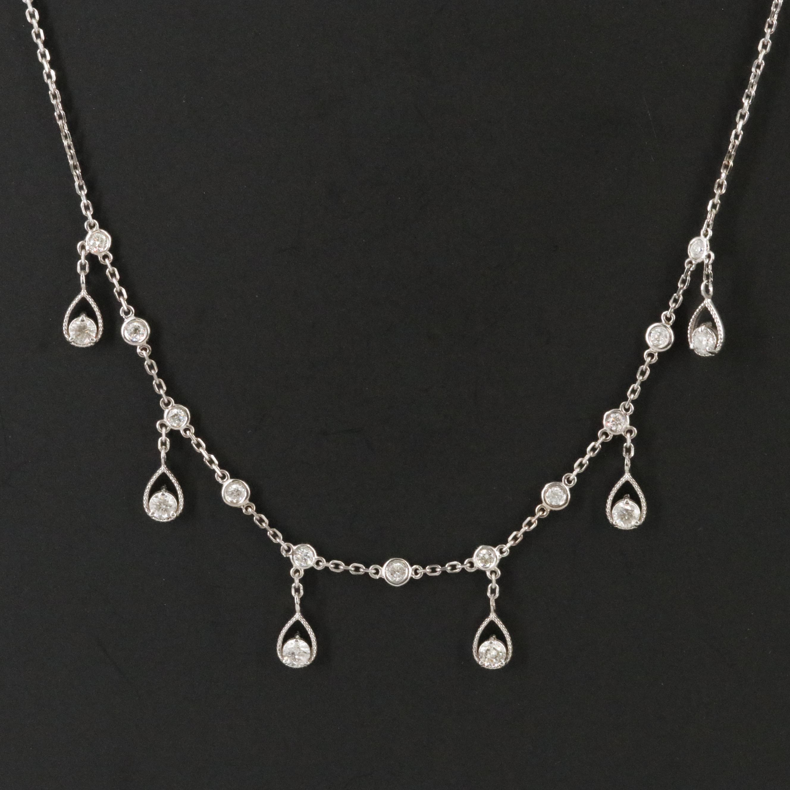 14K 0.93 CTW Diamond Teardrop Station Necklace