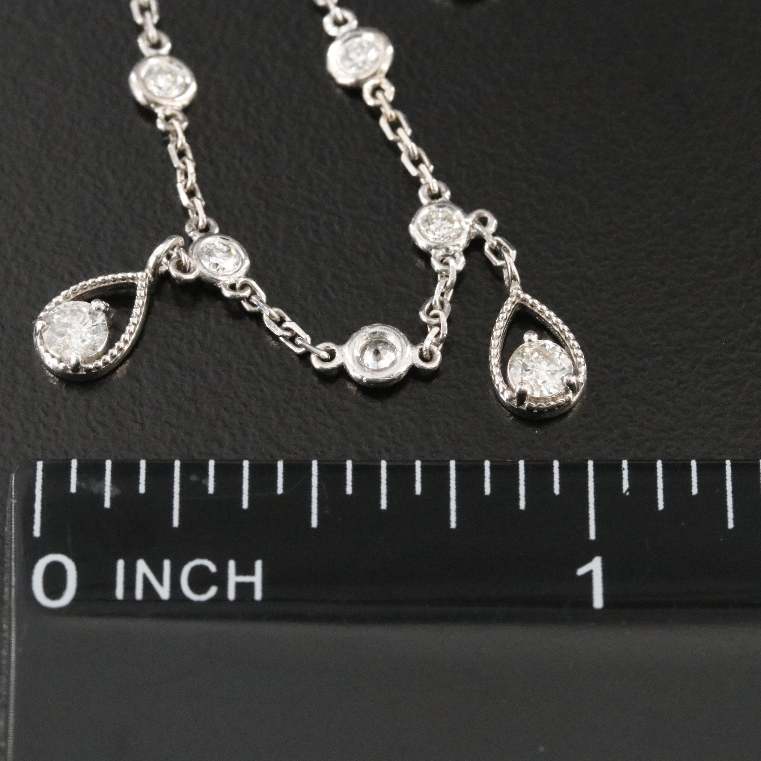 14K 0.93 CTW Diamond Teardrop Station Necklace
