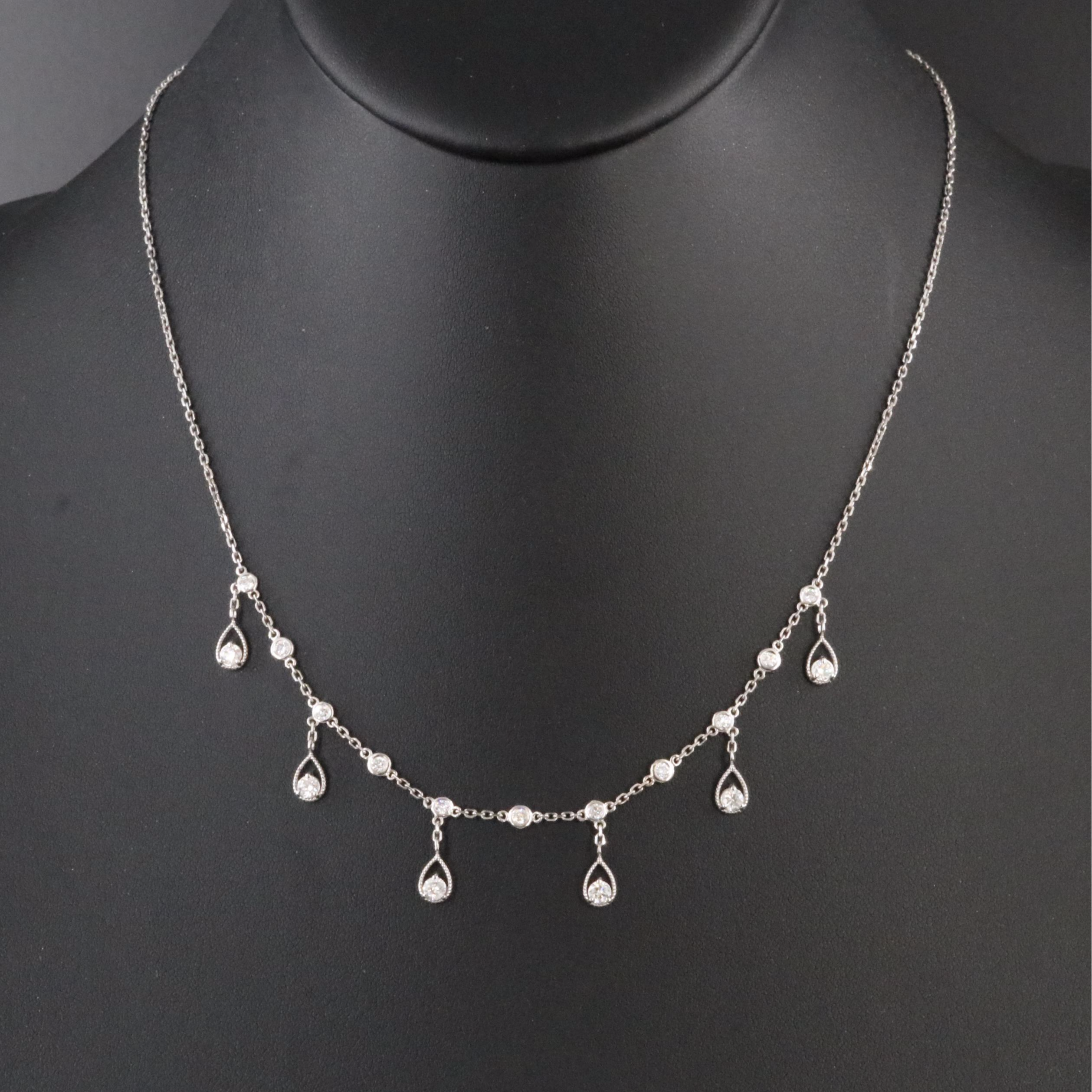 14K 0.93 CTW Diamond Teardrop Station Necklace