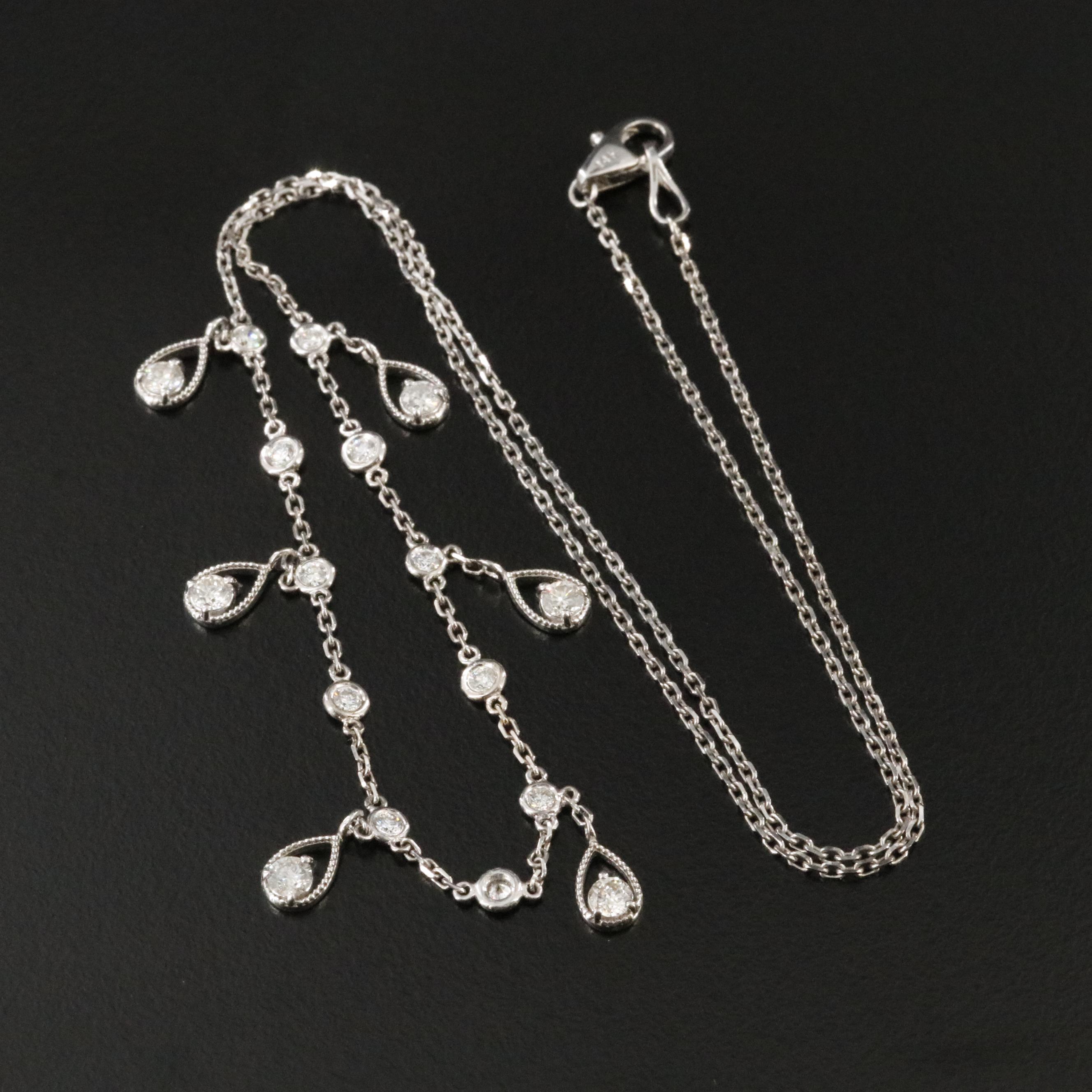 14K 0.93 CTW Diamond Teardrop Station Necklace