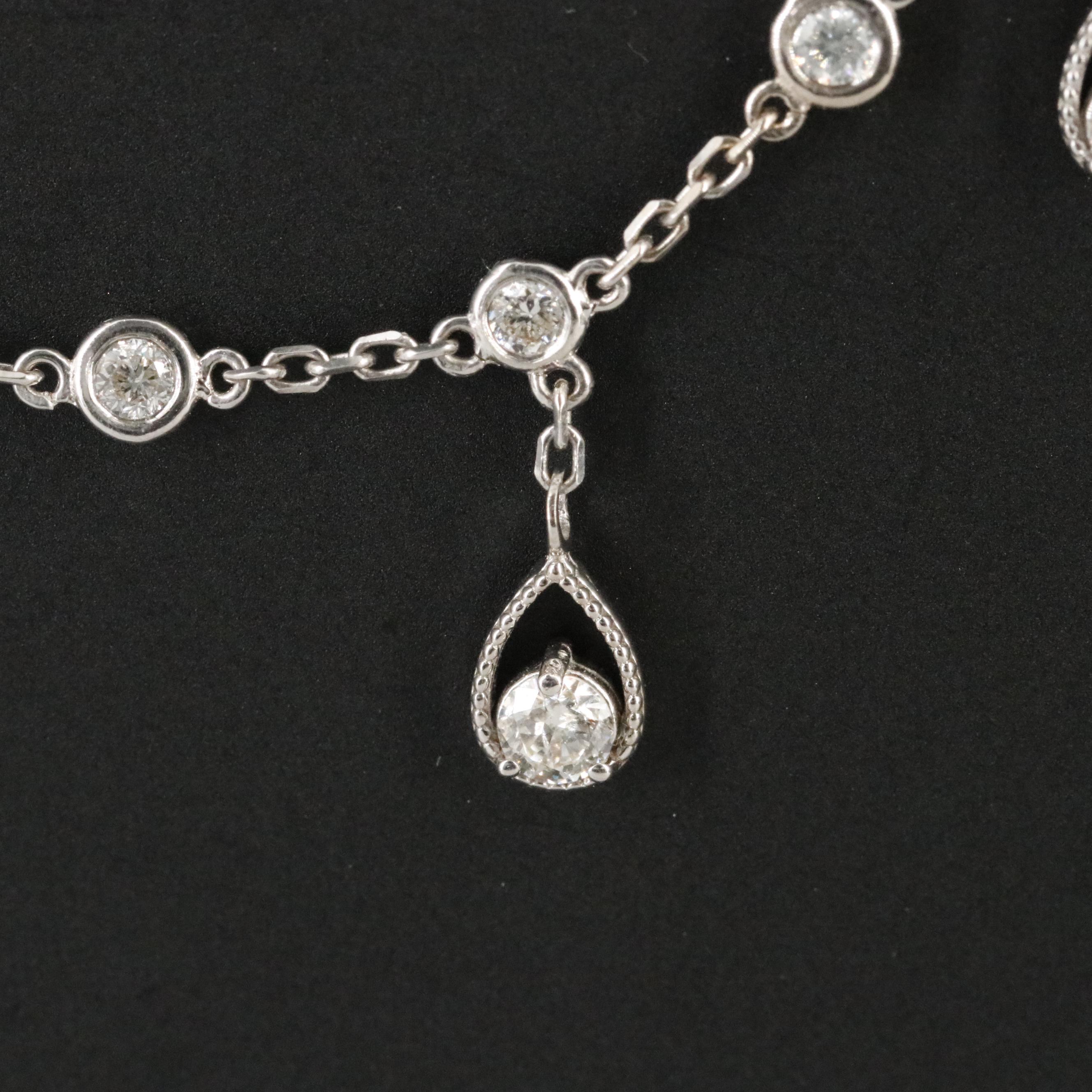 14K 0.93 CTW Diamond Teardrop Station Necklace