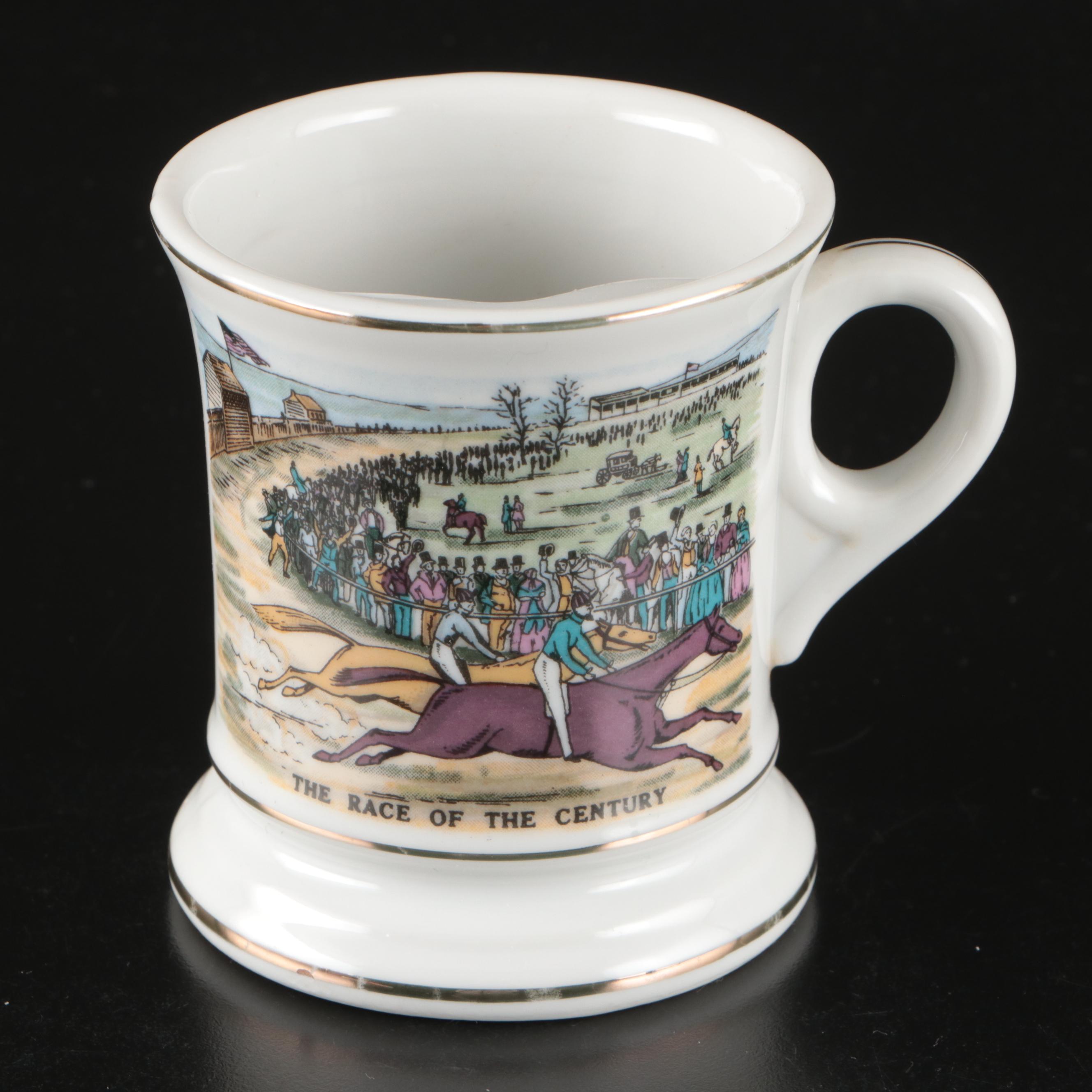 Albright Rubberset Celluloid Shaving Brush and Porcelain Shaving Mug