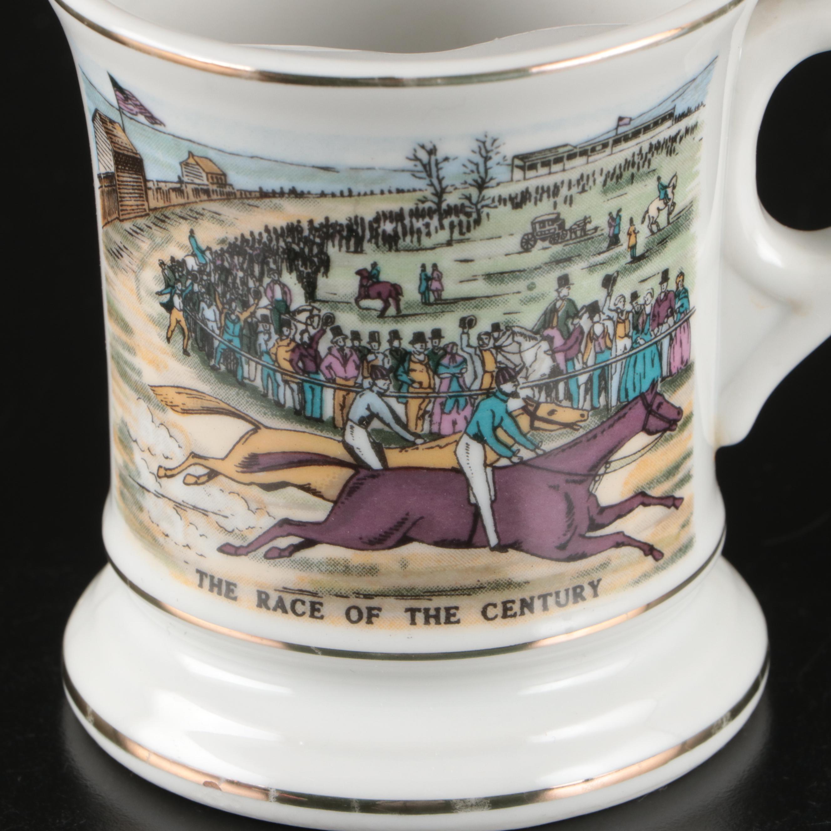 Albright Rubberset Celluloid Shaving Brush and Porcelain Shaving Mug