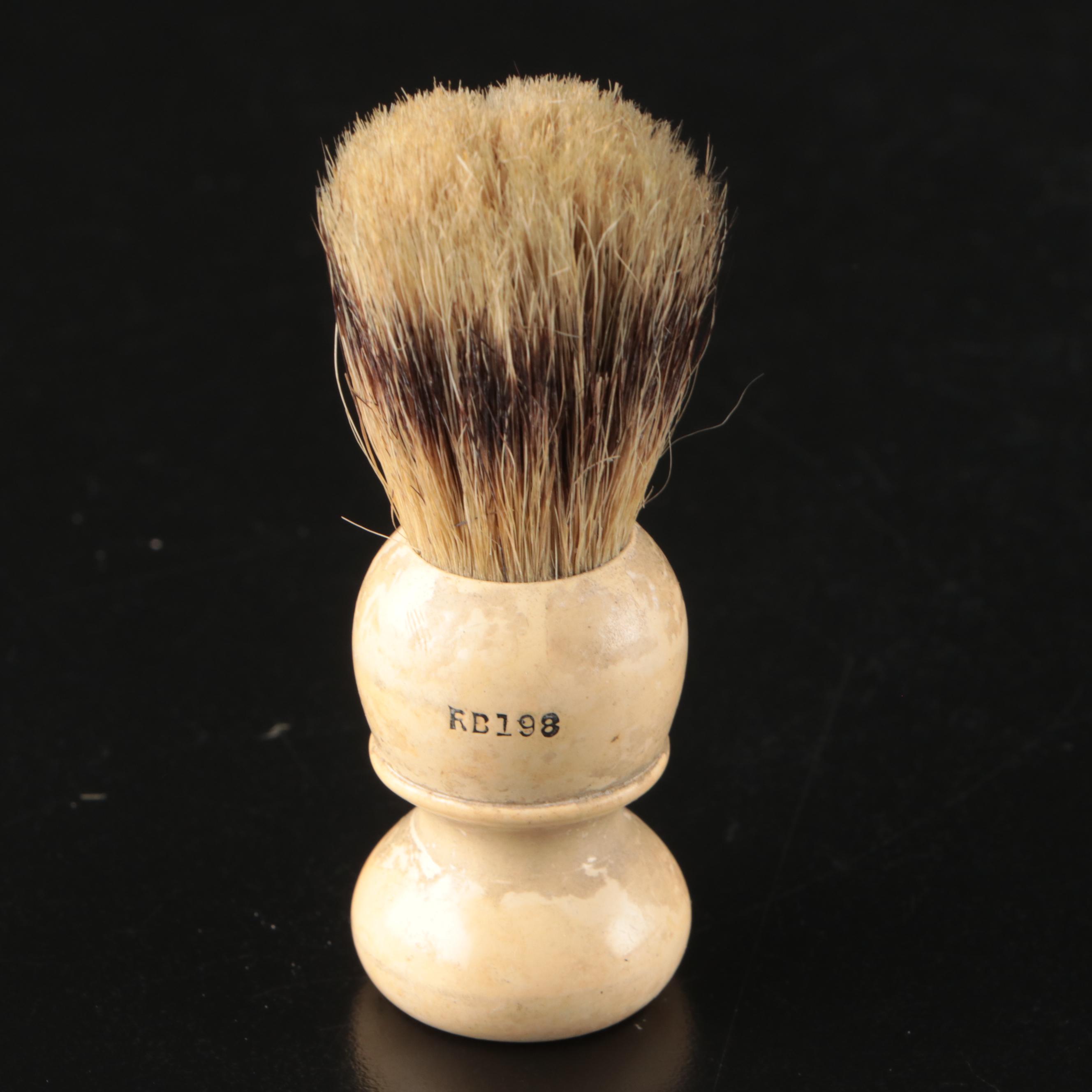 Albright Rubberset Celluloid Shaving Brush and Porcelain Shaving Mug