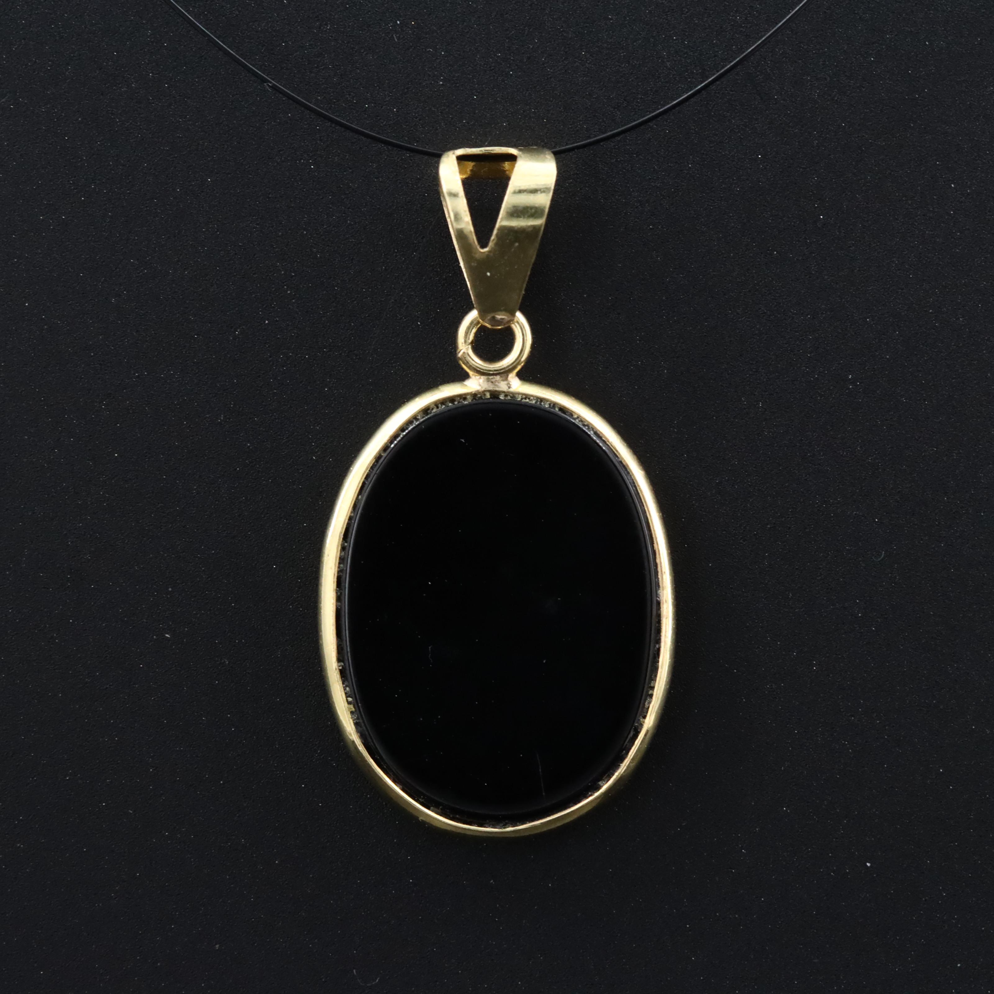 Italian 18K Onyx Angel Cameo Pendant