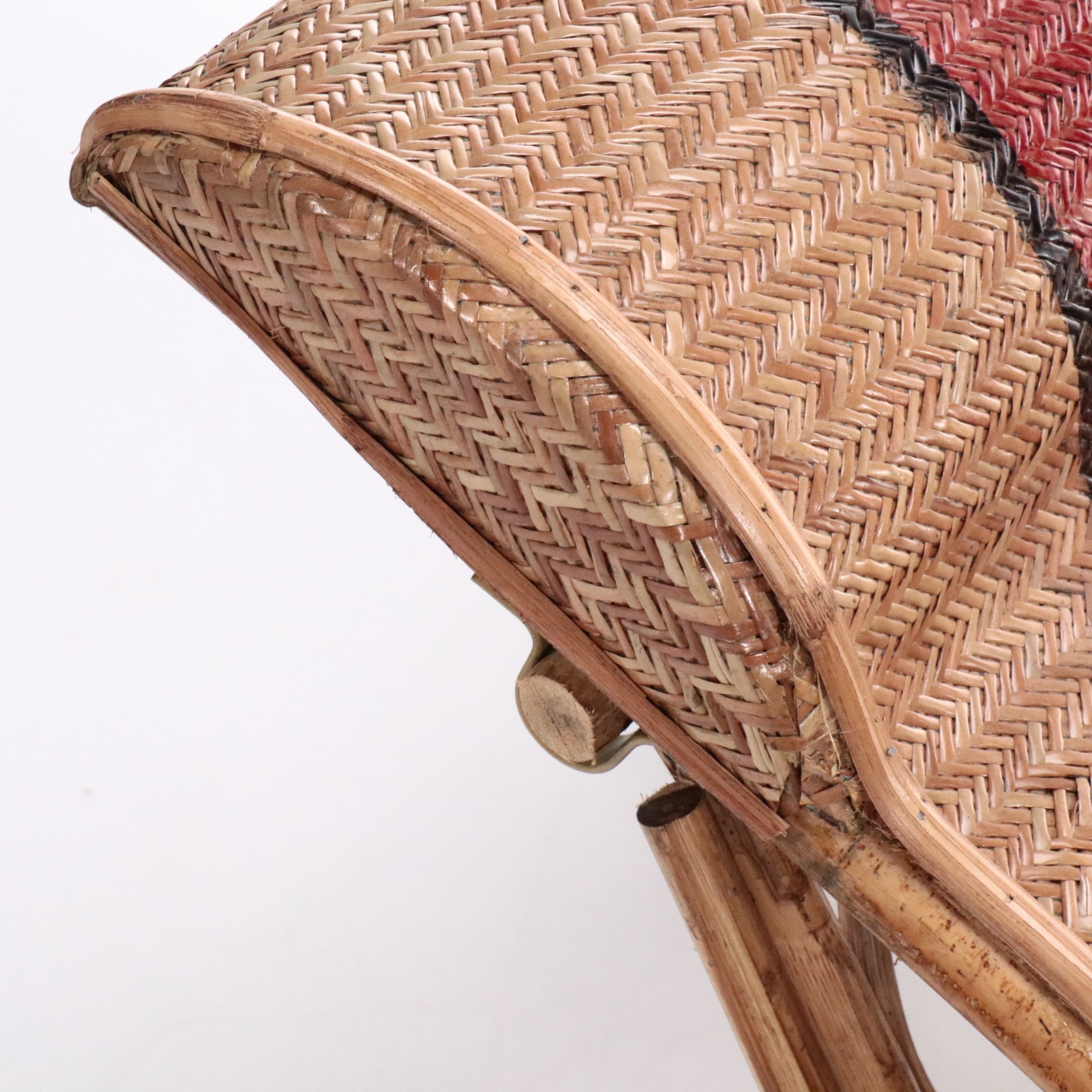 Antique Bamboo and Rattan Folding Lounge Chair