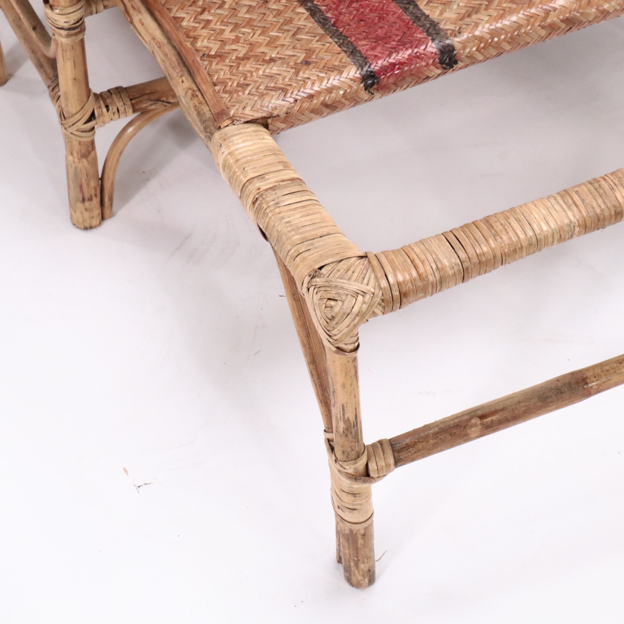 Antique Bamboo and Rattan Folding Lounge Chair