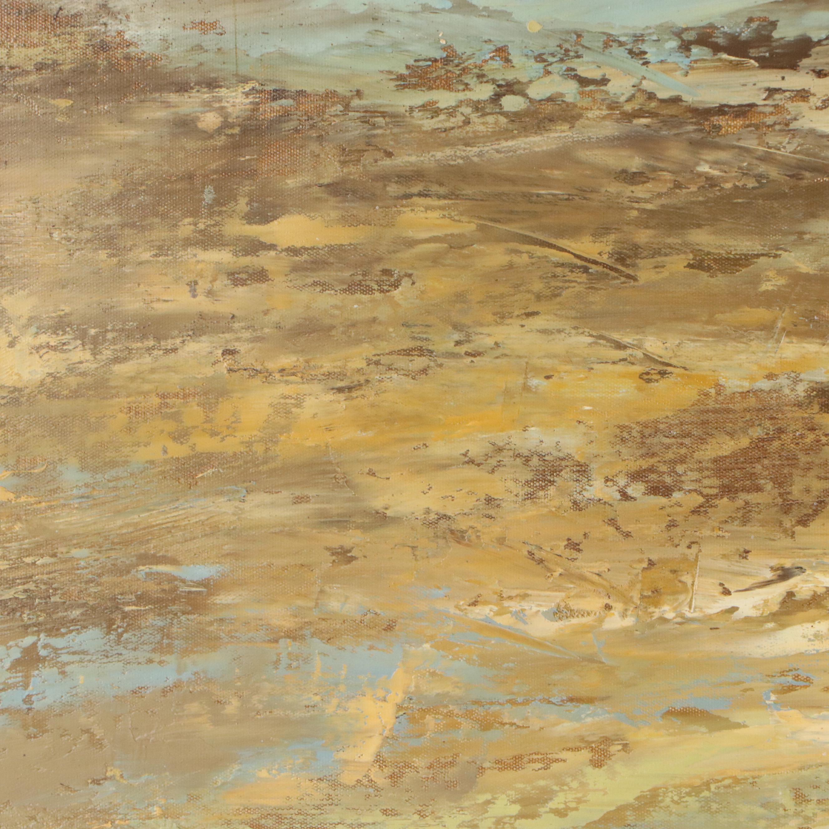 Monumental Abstract Acrylic Painting in Brown and Blue