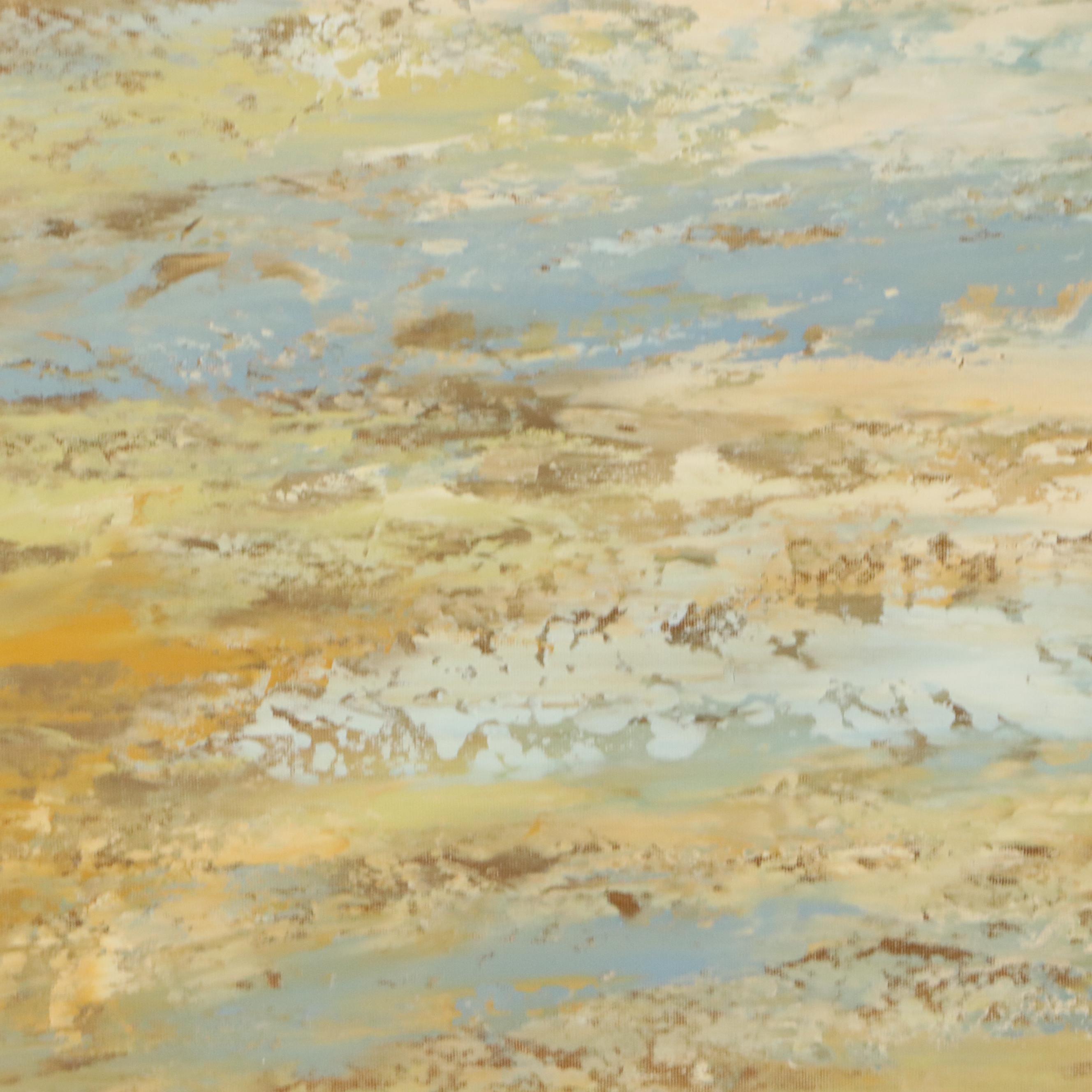 Monumental Abstract Acrylic Painting in Brown and Blue