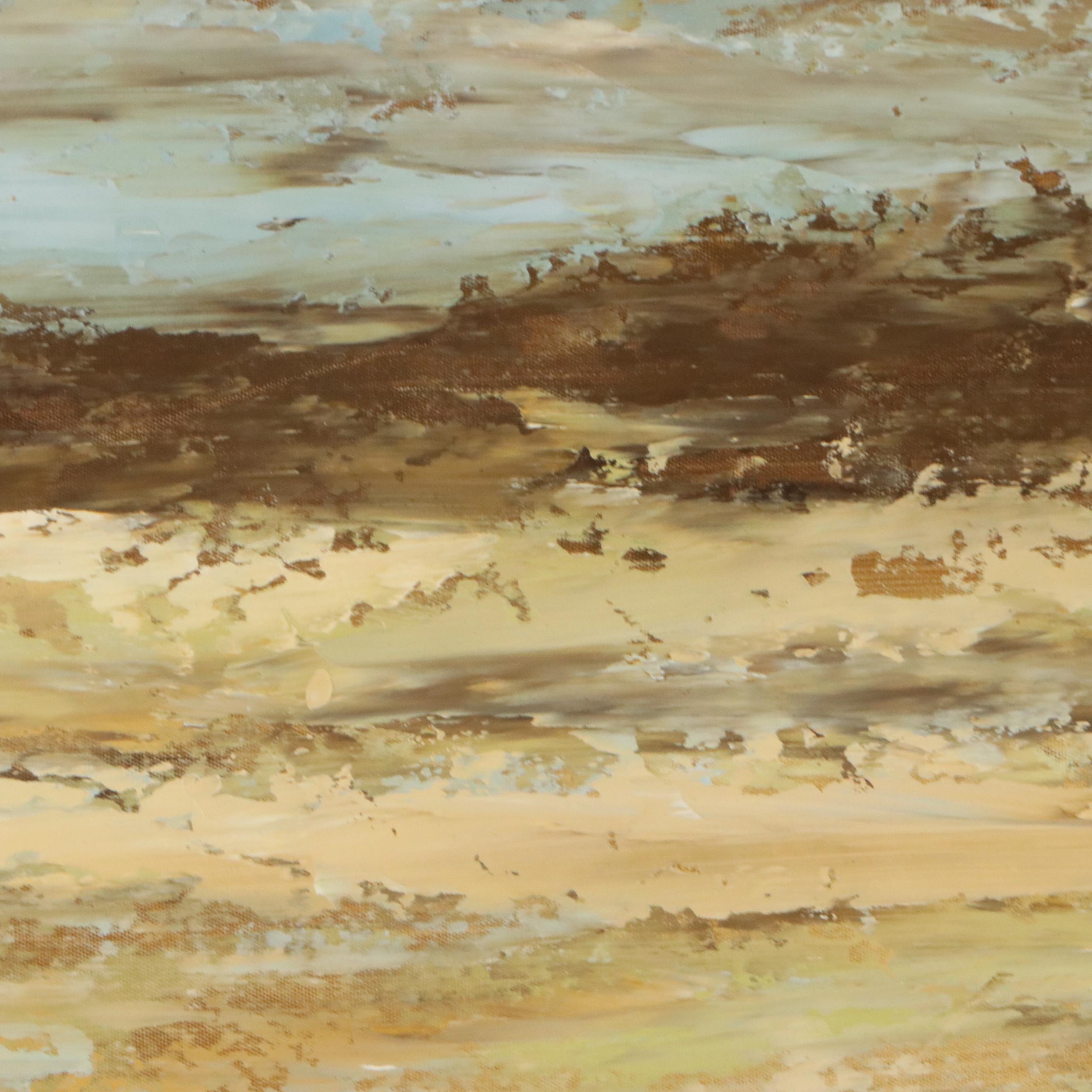 Monumental Abstract Acrylic Painting in Brown and Blue