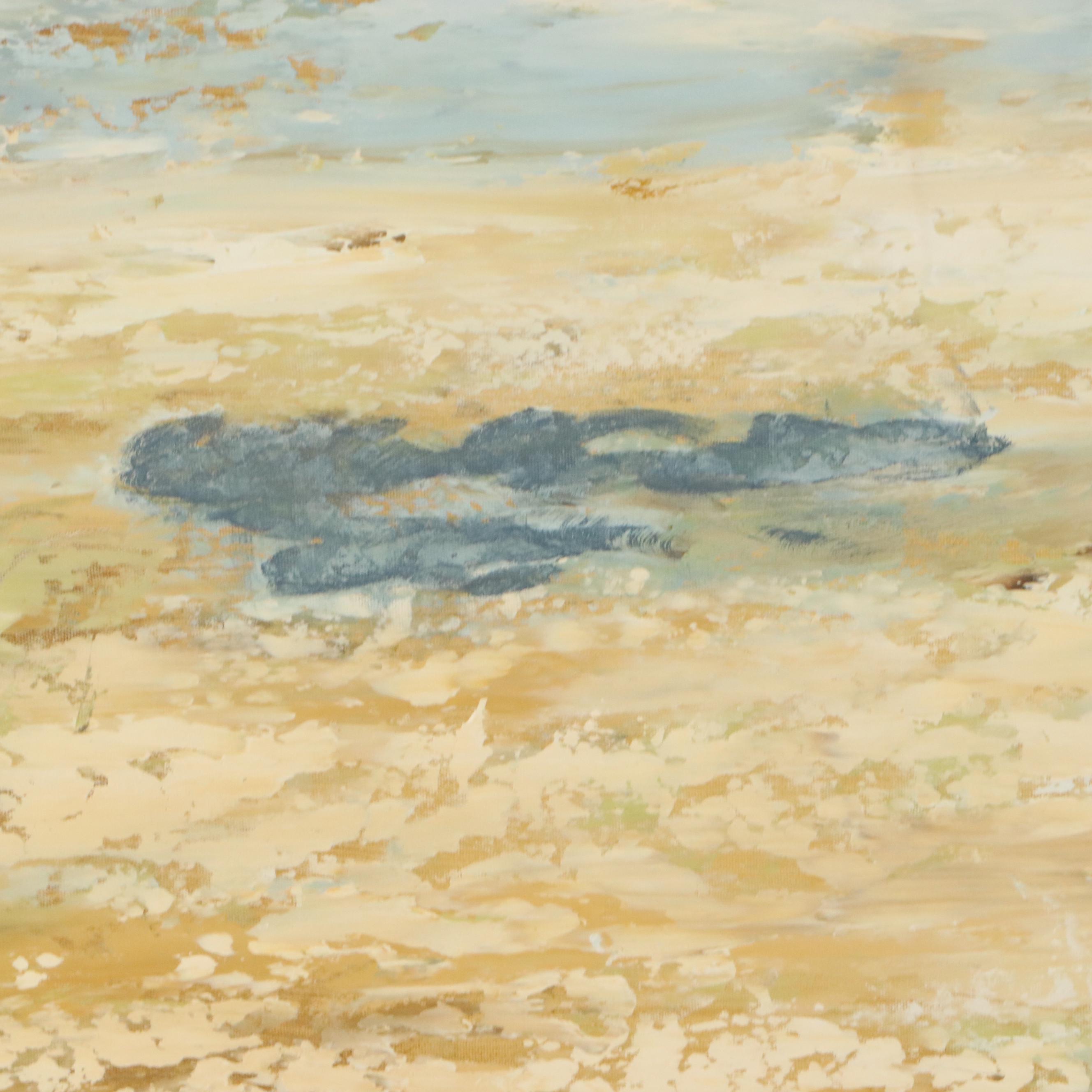 Monumental Abstract Acrylic Painting in Brown and Blue