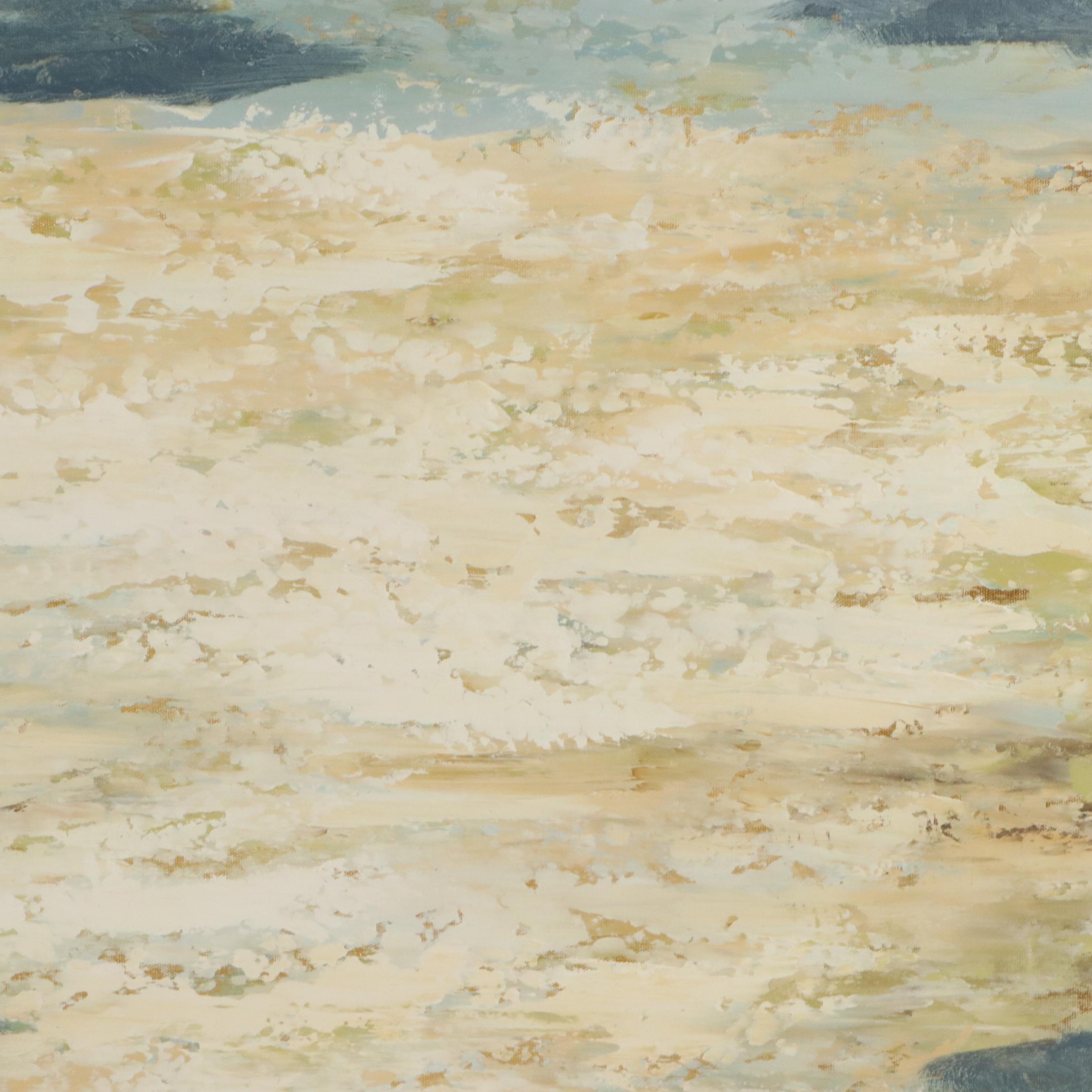 Monumental Abstract Acrylic Painting in Brown and Blue