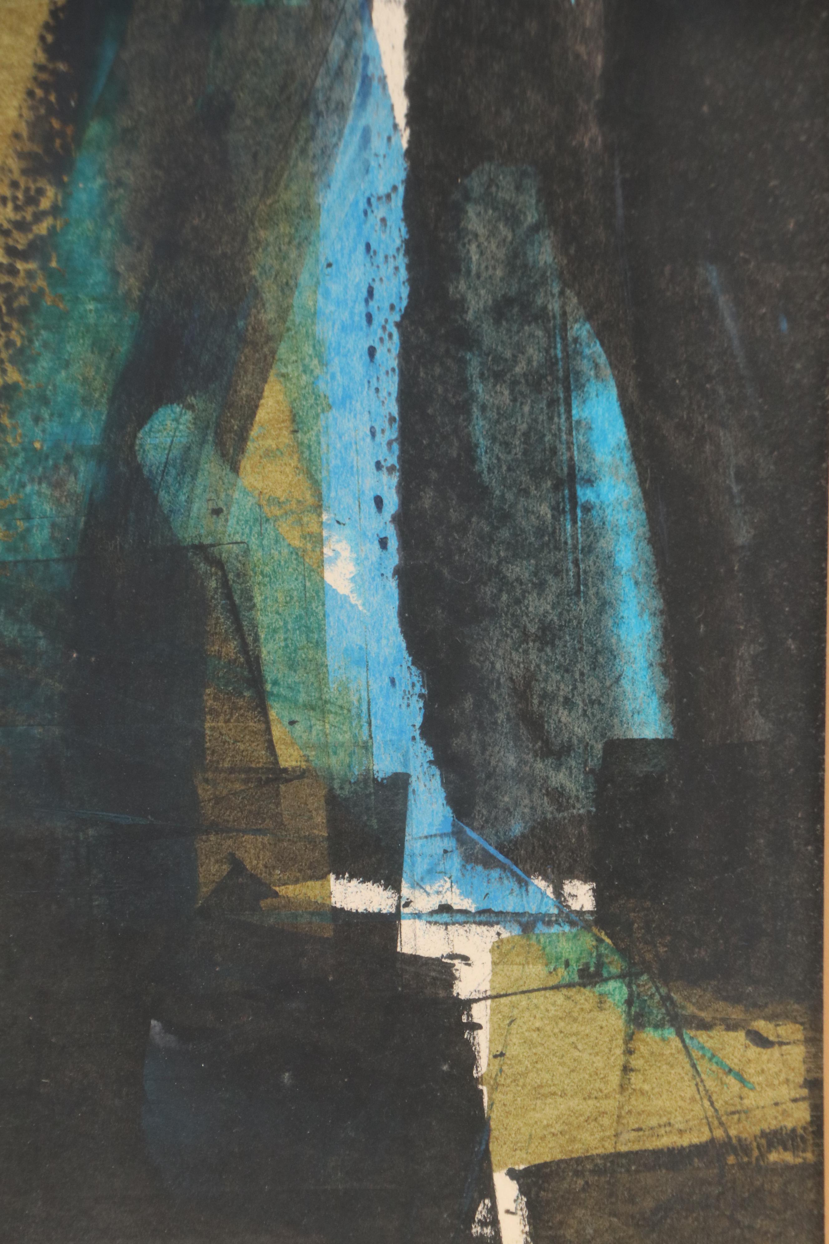 Abstract Gouache and Watercolor Painting, Mid-20th Century