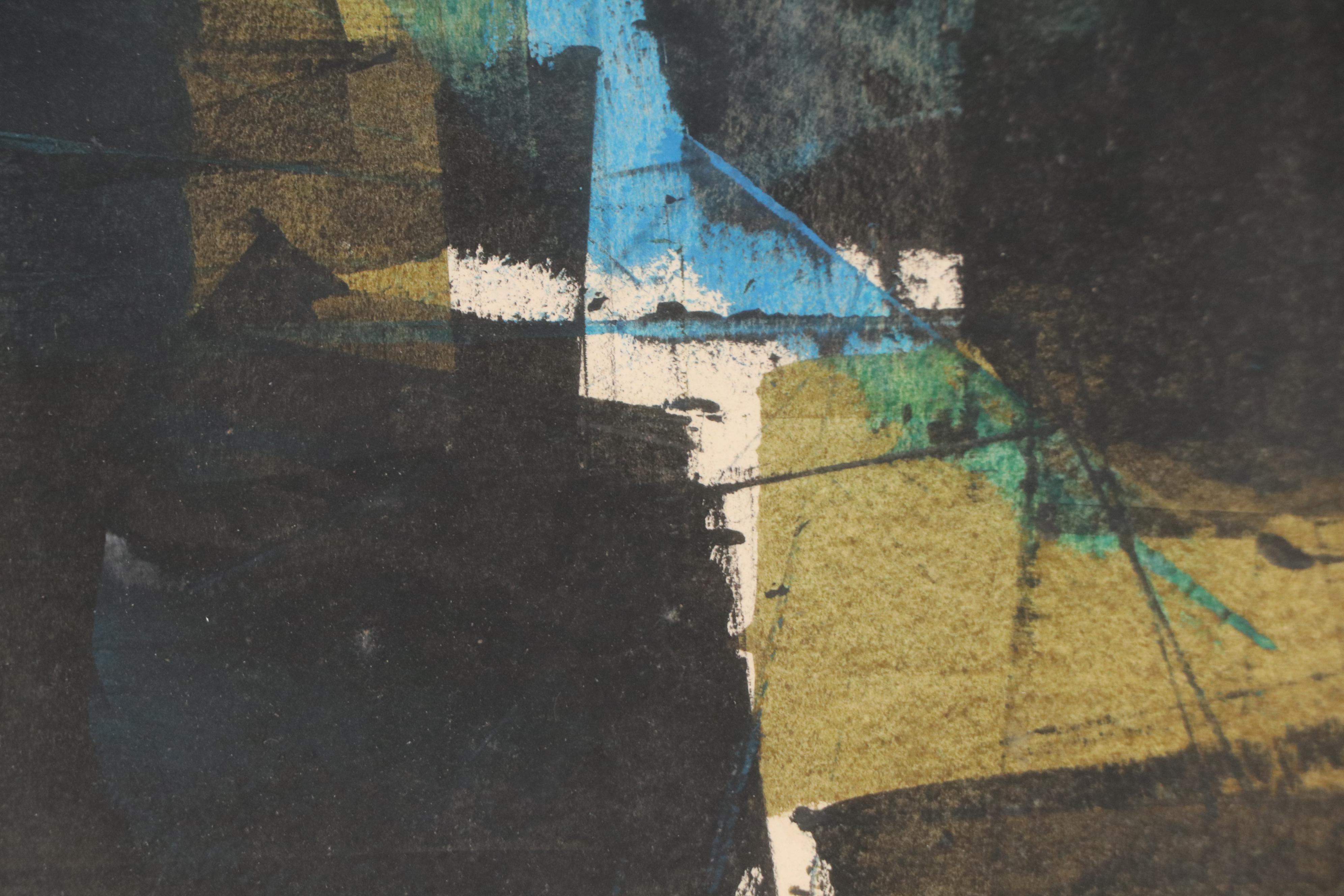 Abstract Gouache and Watercolor Painting, Mid-20th Century