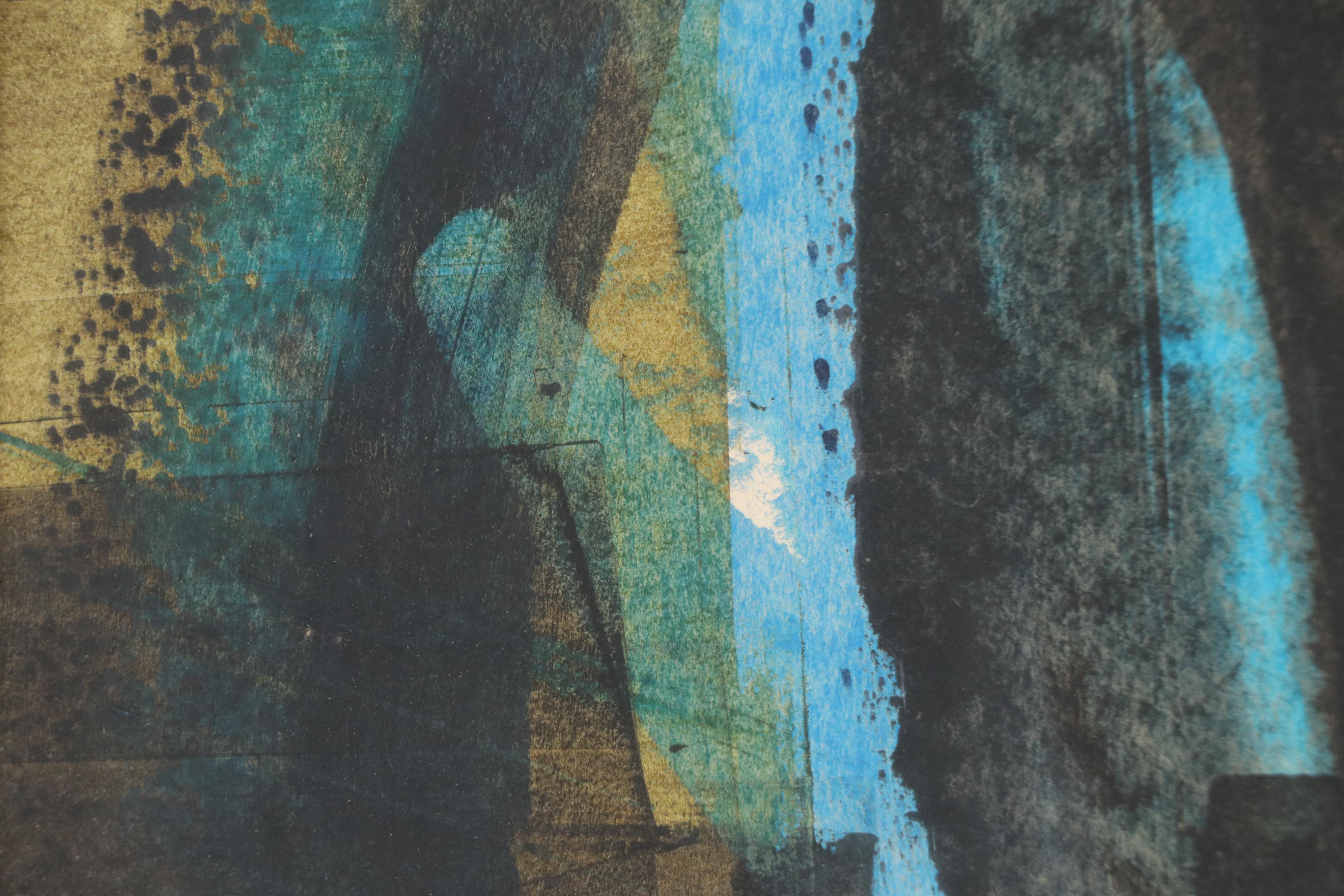 Abstract Gouache and Watercolor Painting, Mid-20th Century