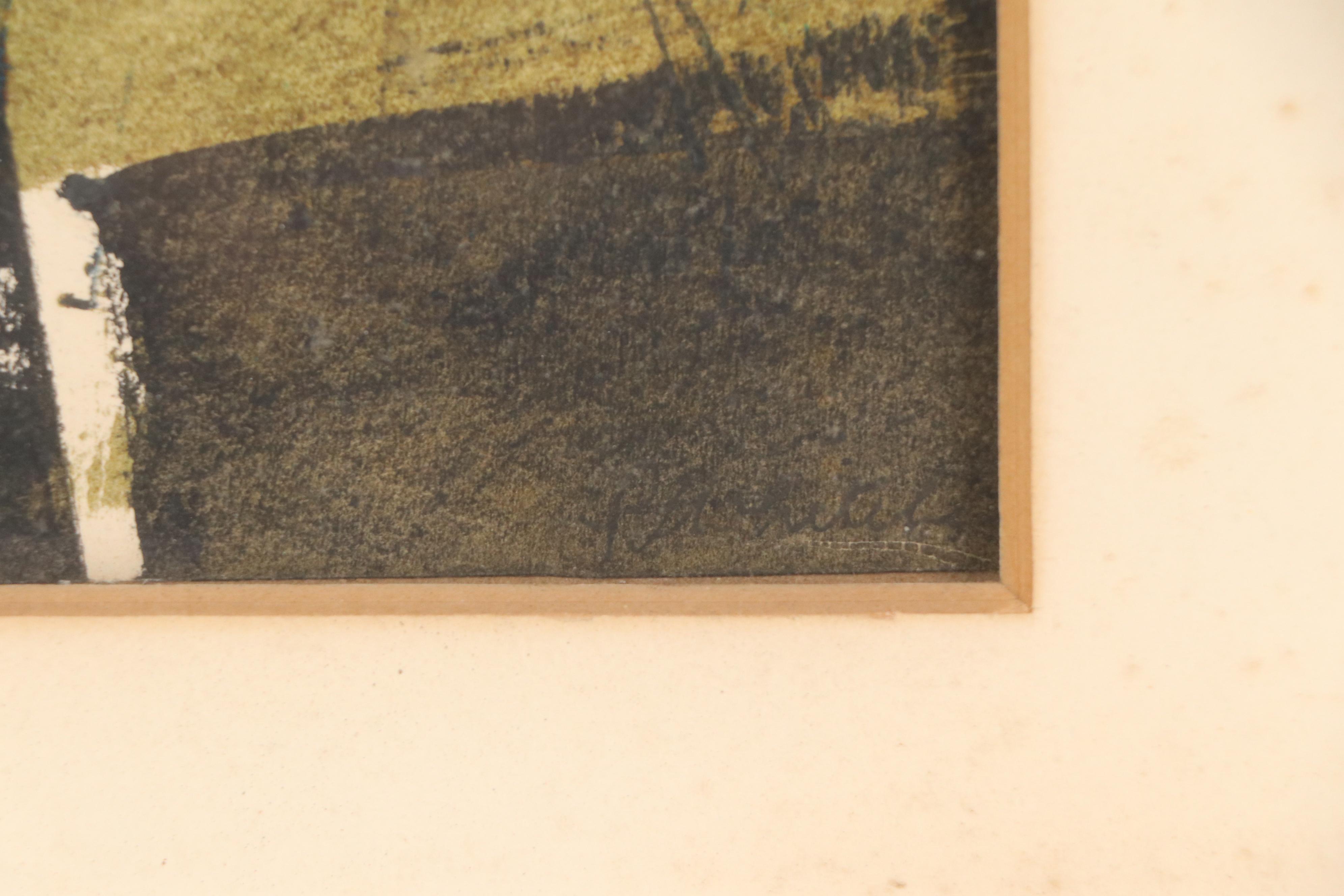 Abstract Gouache and Watercolor Painting, Mid-20th Century