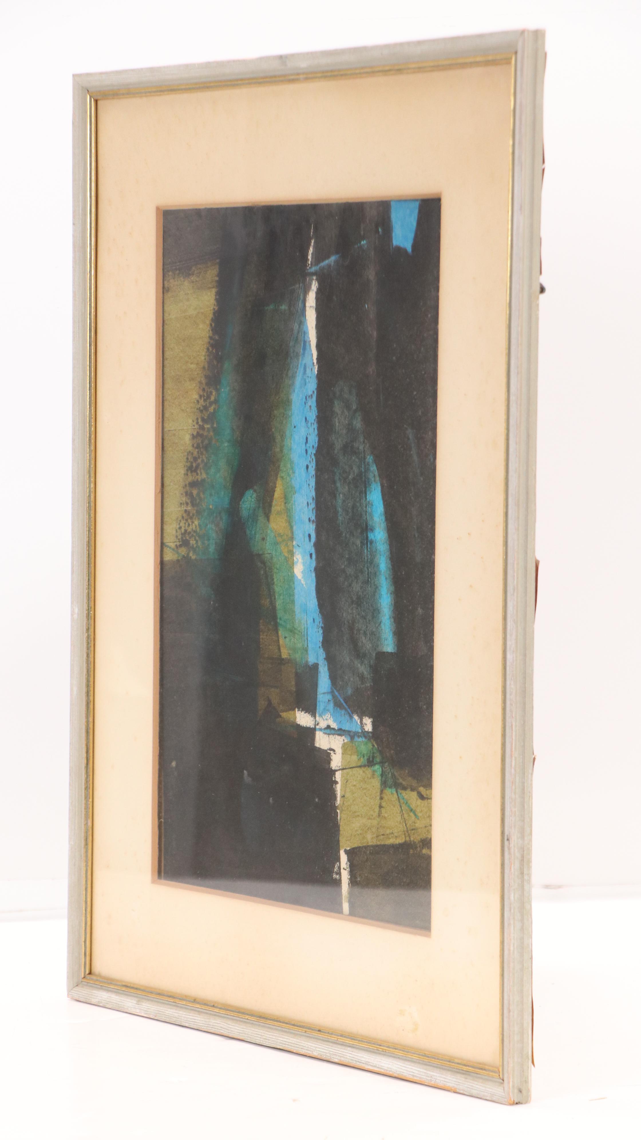 Abstract Gouache and Watercolor Painting, Mid-20th Century