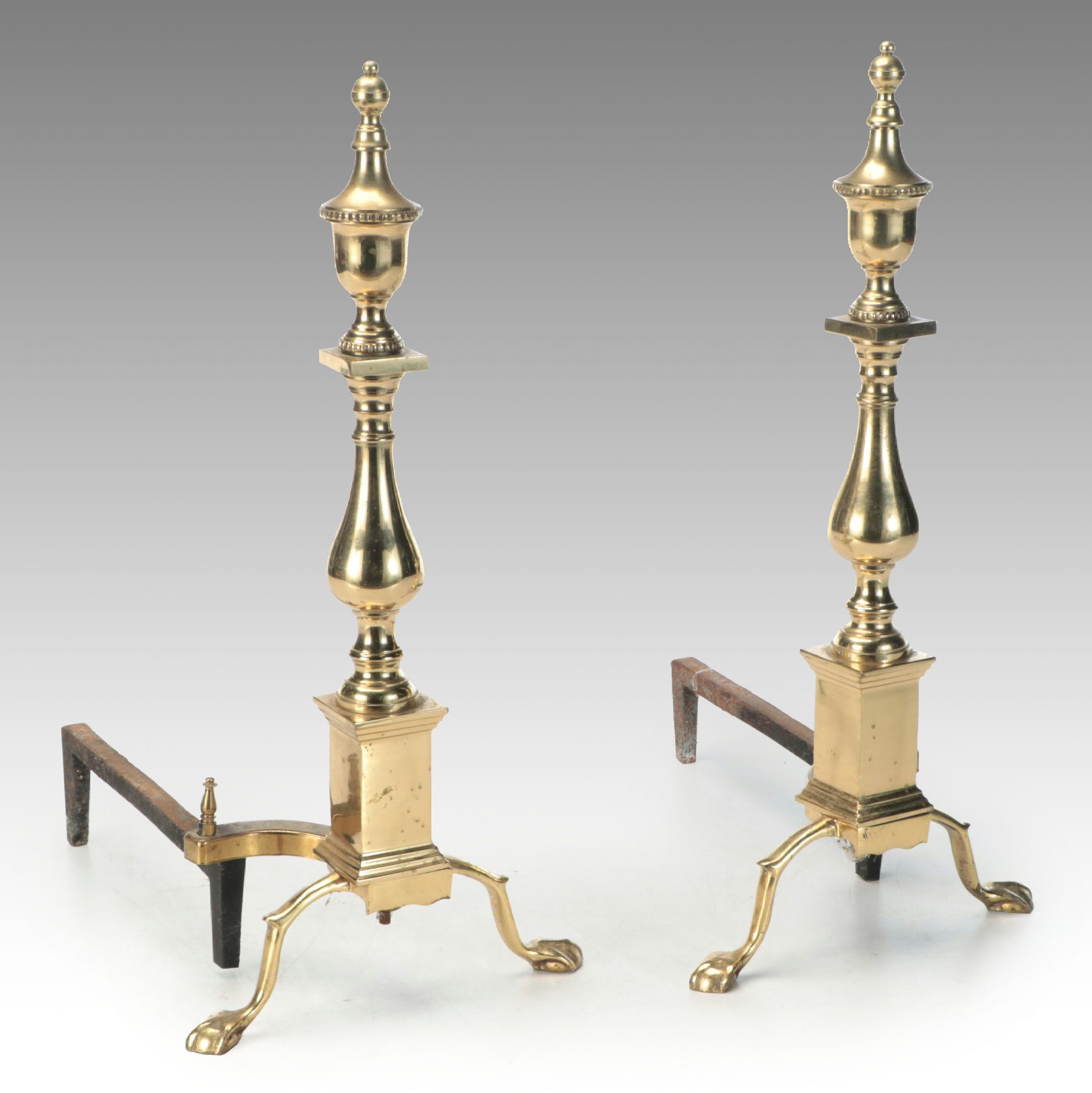 Brass Veneer Andirons