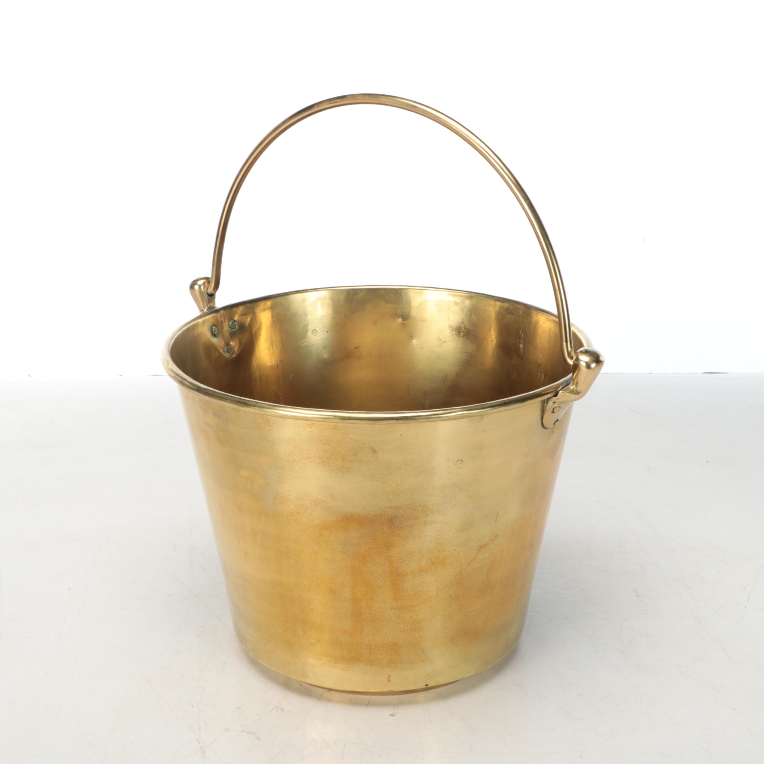 Brass Fire Starters with Ansonia and Chinese Brass Bucket, Mid-19th Century