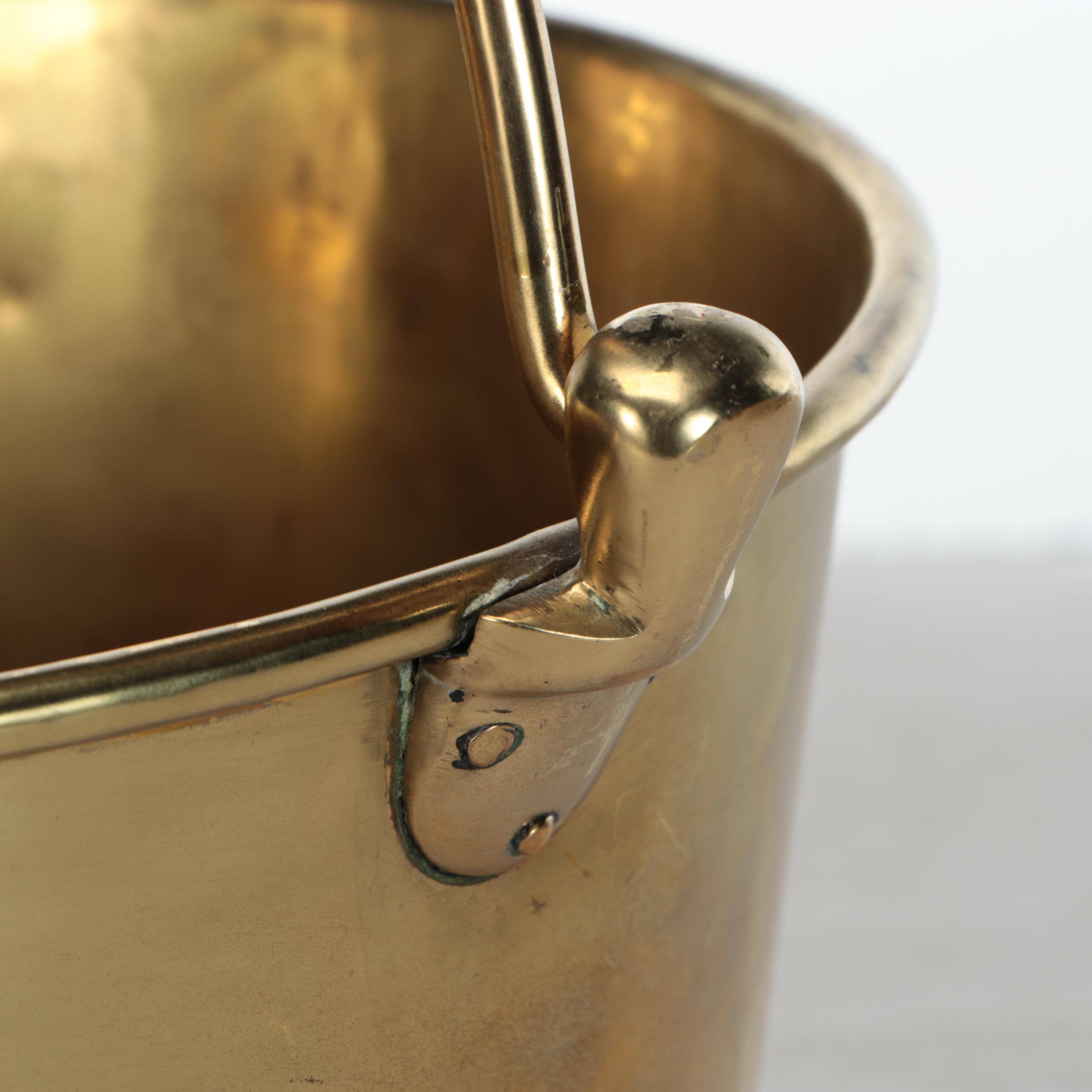 Brass Fire Starters with Ansonia and Chinese Brass Bucket, Mid-19th Century