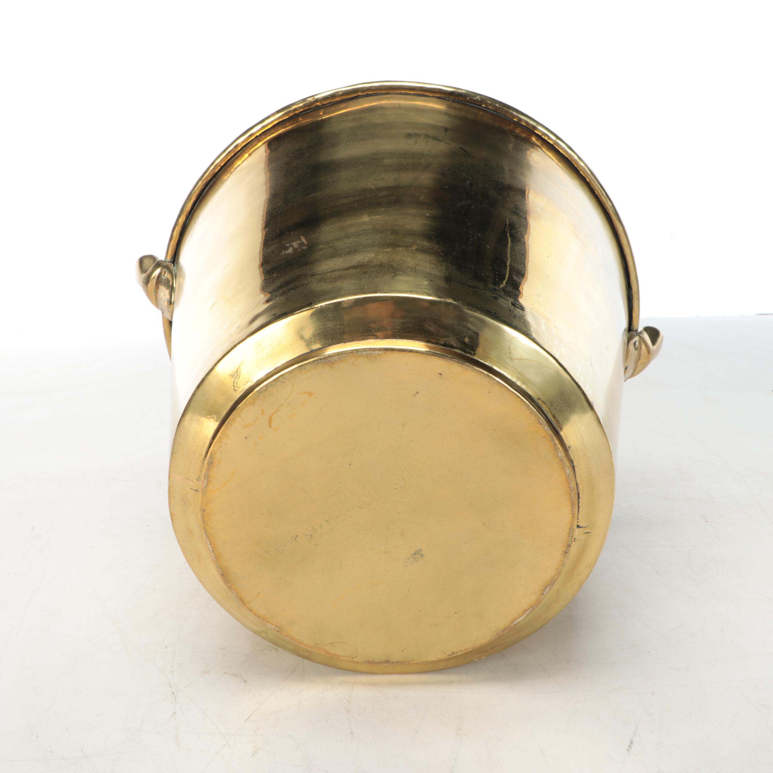 Brass Fire Starters with Ansonia and Chinese Brass Bucket, Mid-19th Century