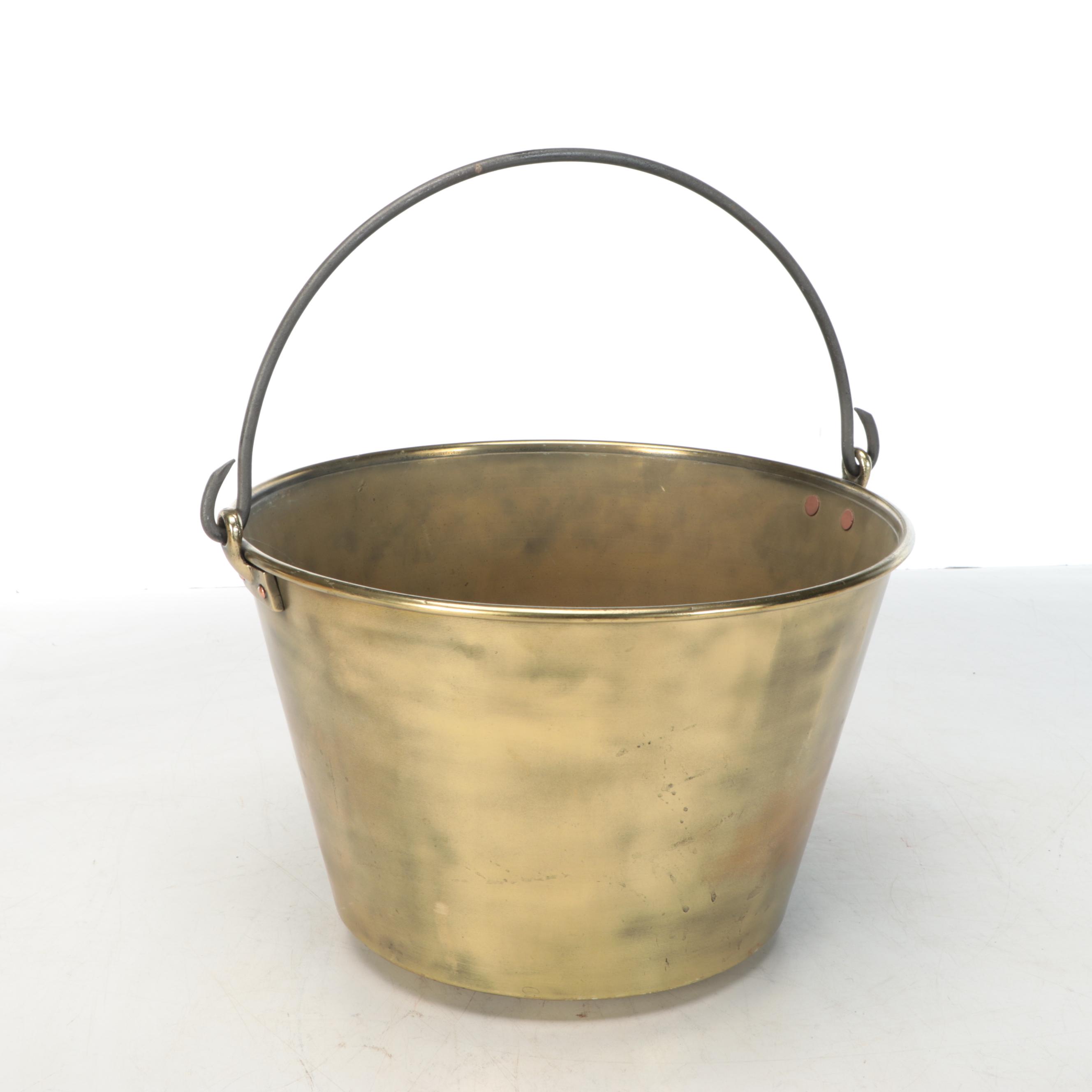 Brass Fire Starters with Ansonia and Chinese Brass Bucket, Mid-19th Century