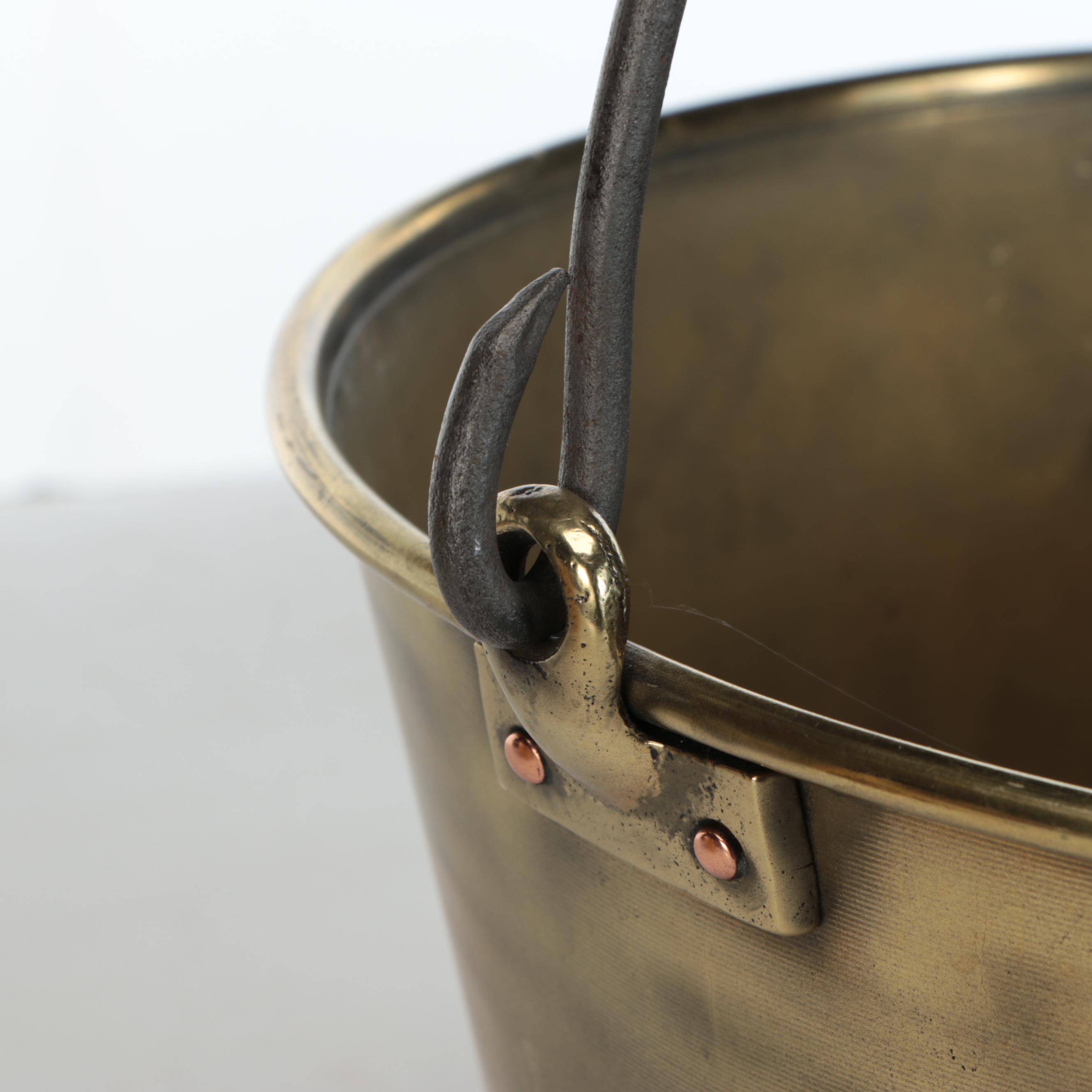 Brass Fire Starters with Ansonia and Chinese Brass Bucket, Mid-19th Century