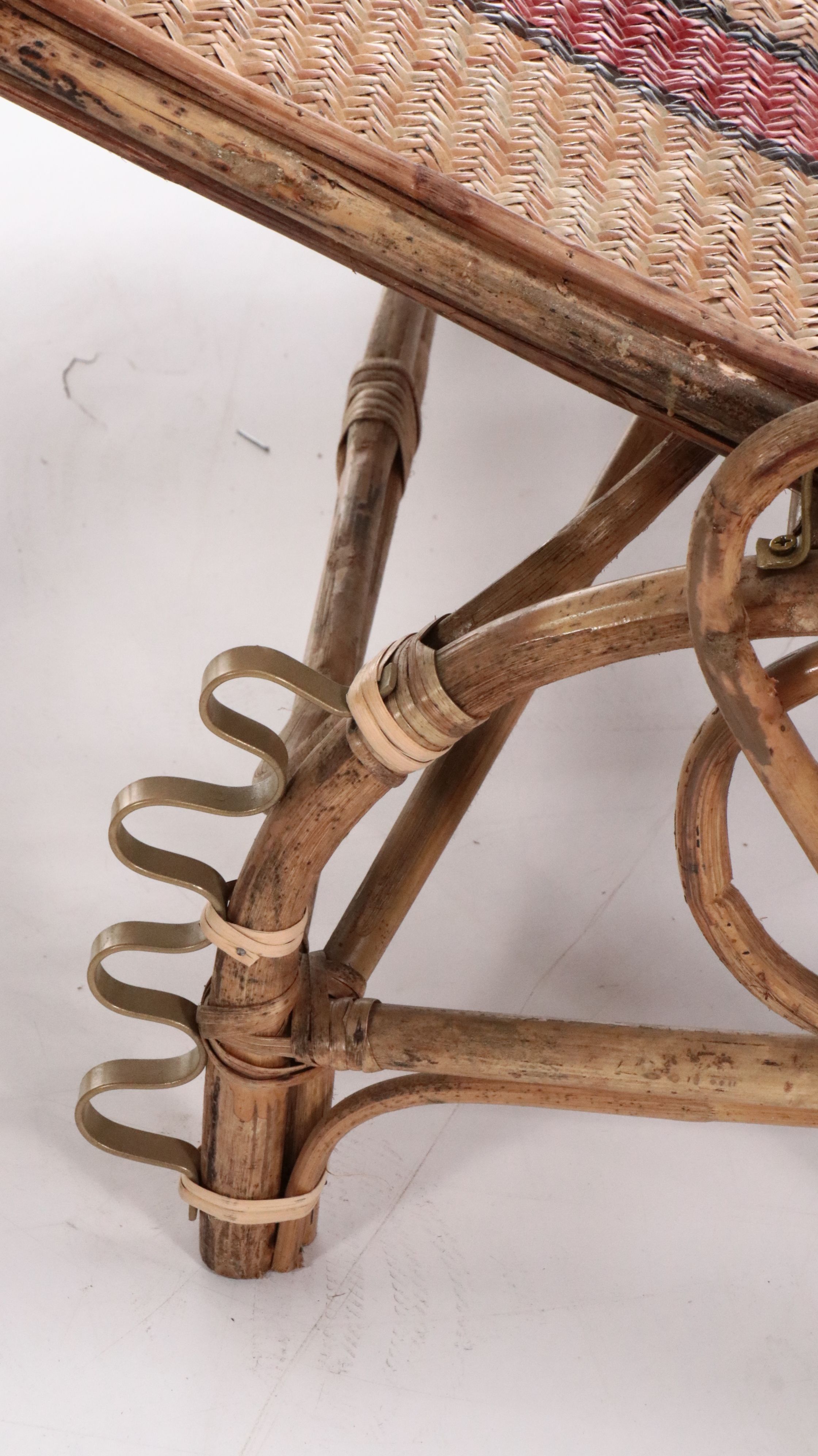 Antique Rattan and Bamboo Folding Lounge Chair