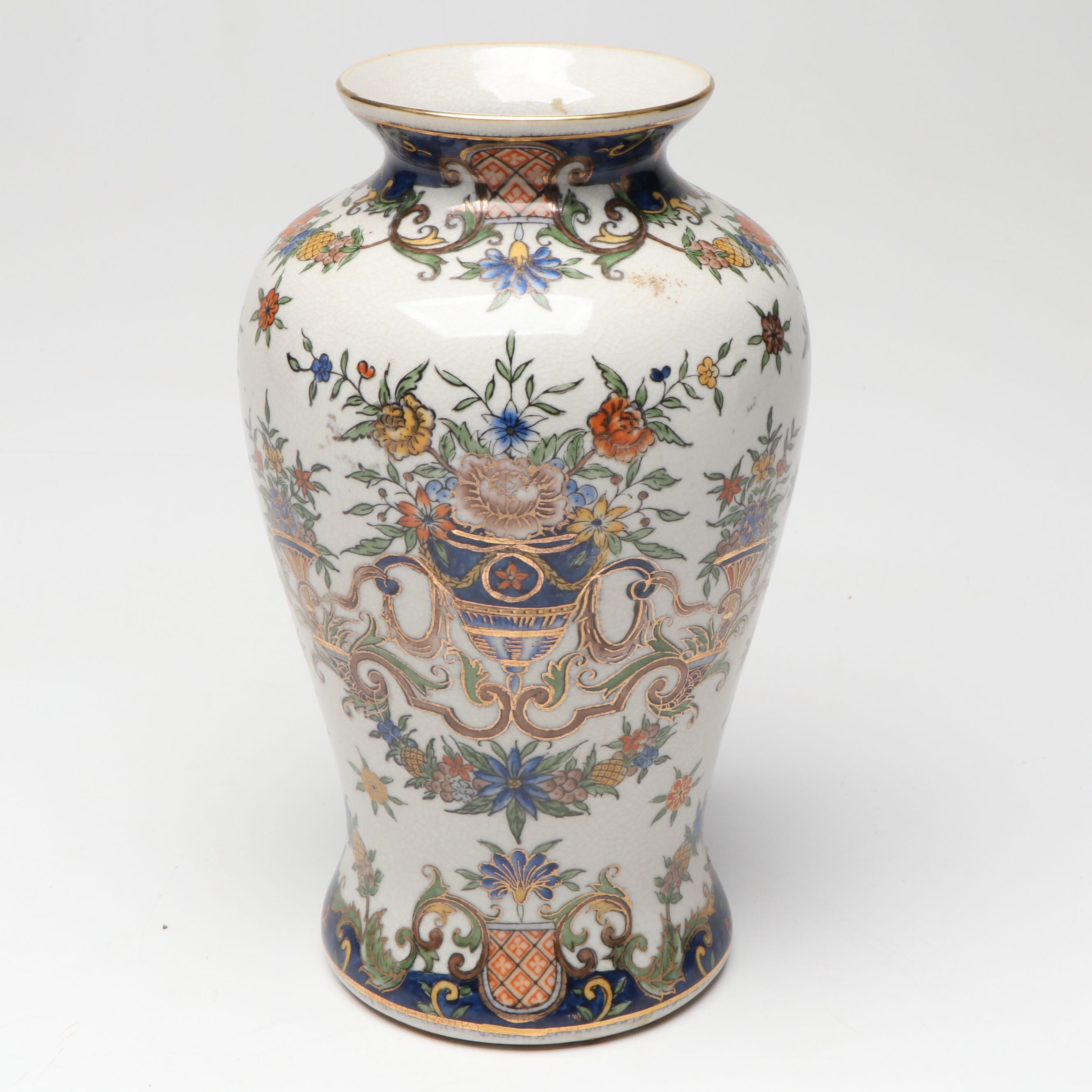 Chinoiserie Hand-Painted Floral Porcelain Vase