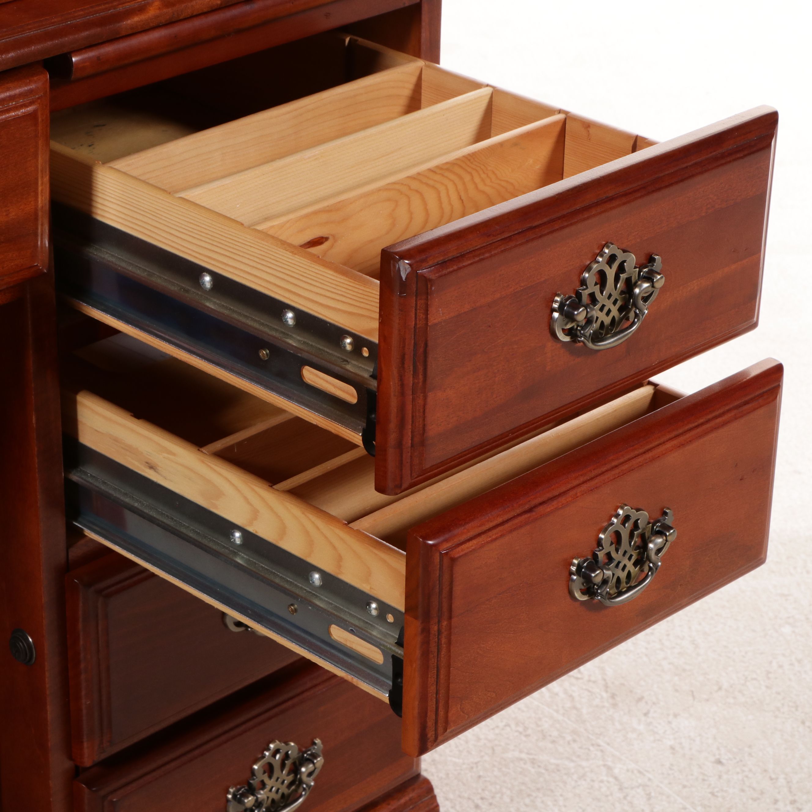 Colonial Style Birch Roll-Top Desk with Armchair