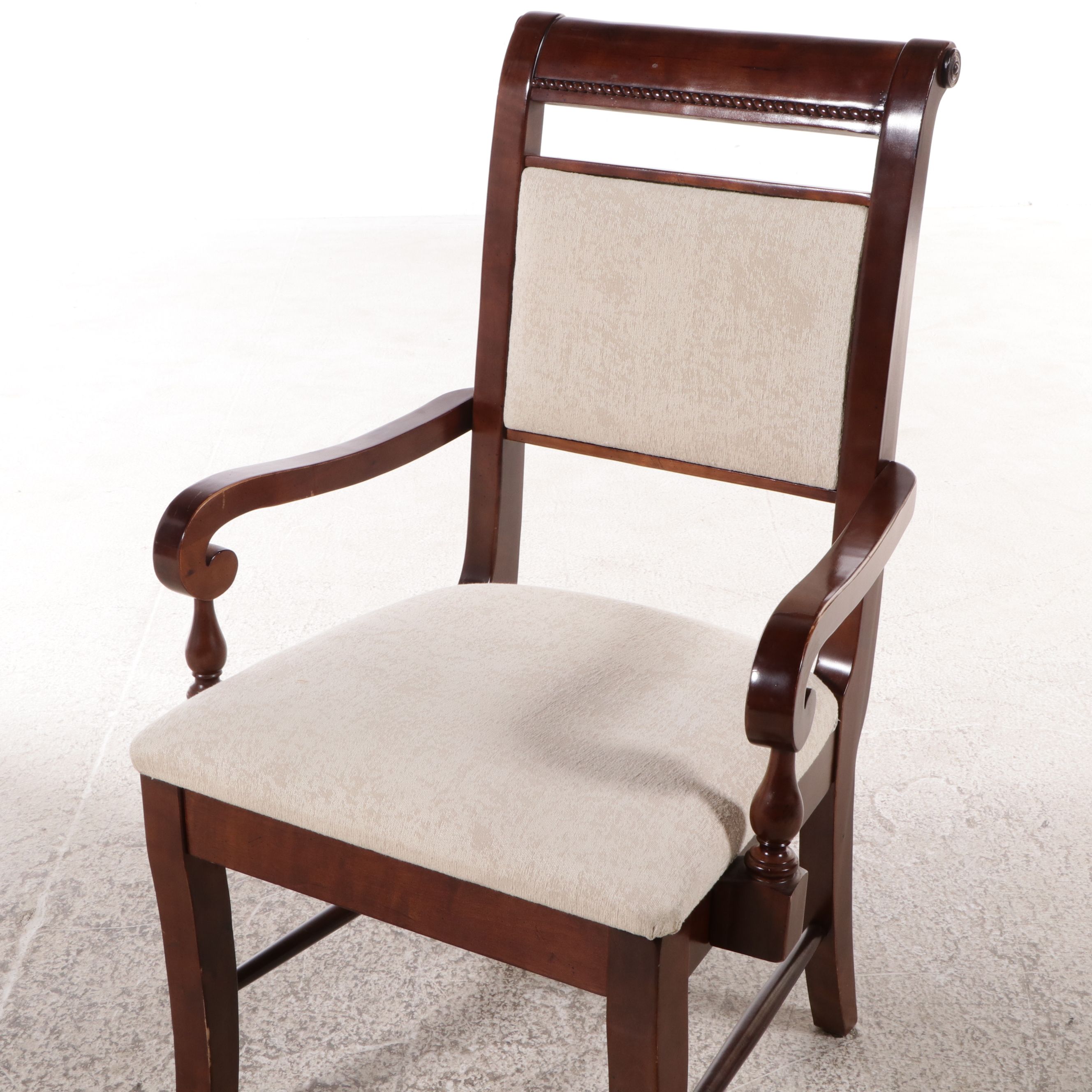 Colonial Style Birch Roll-Top Desk with Armchair