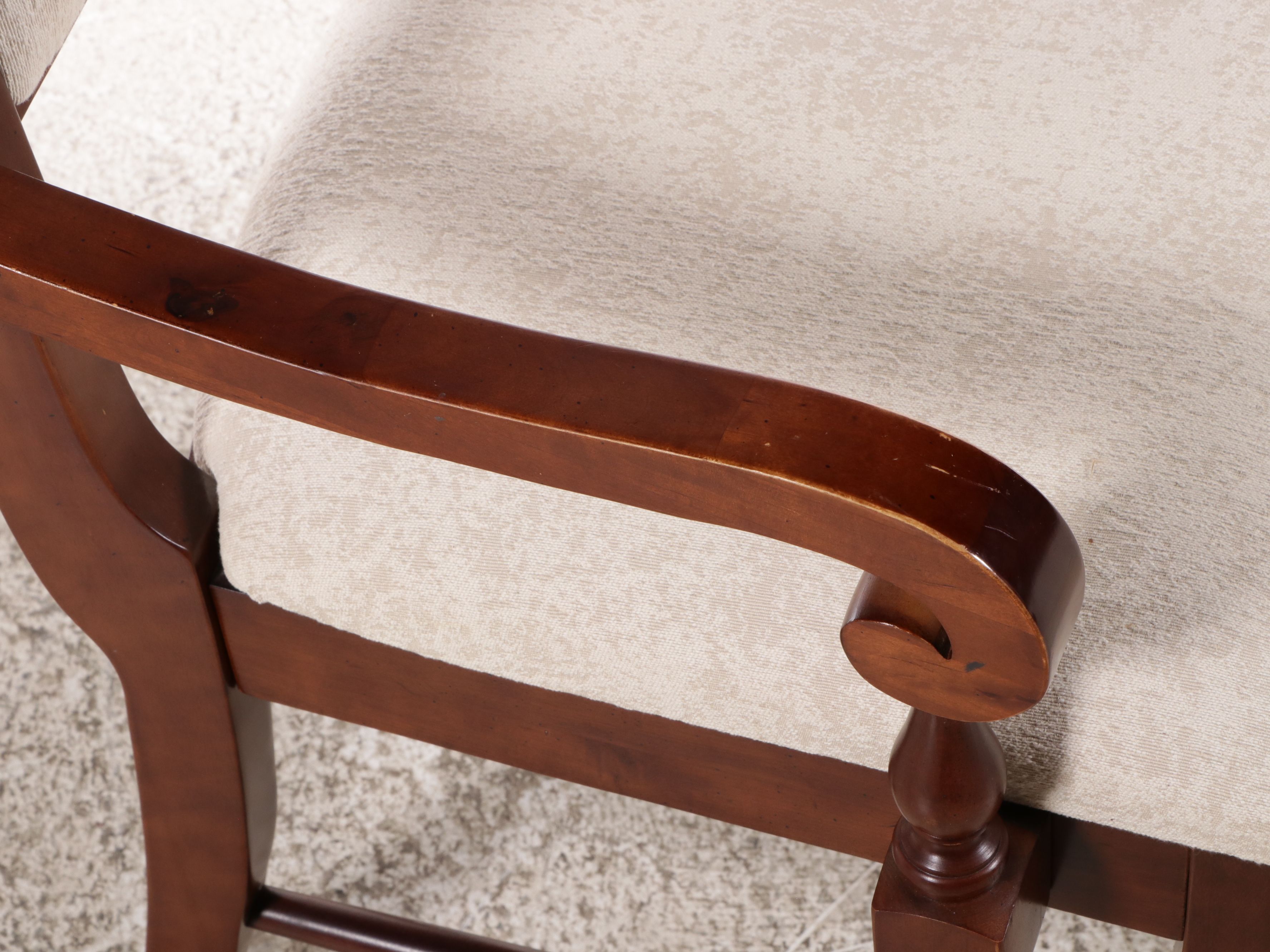 Colonial Style Birch Roll-Top Desk with Armchair