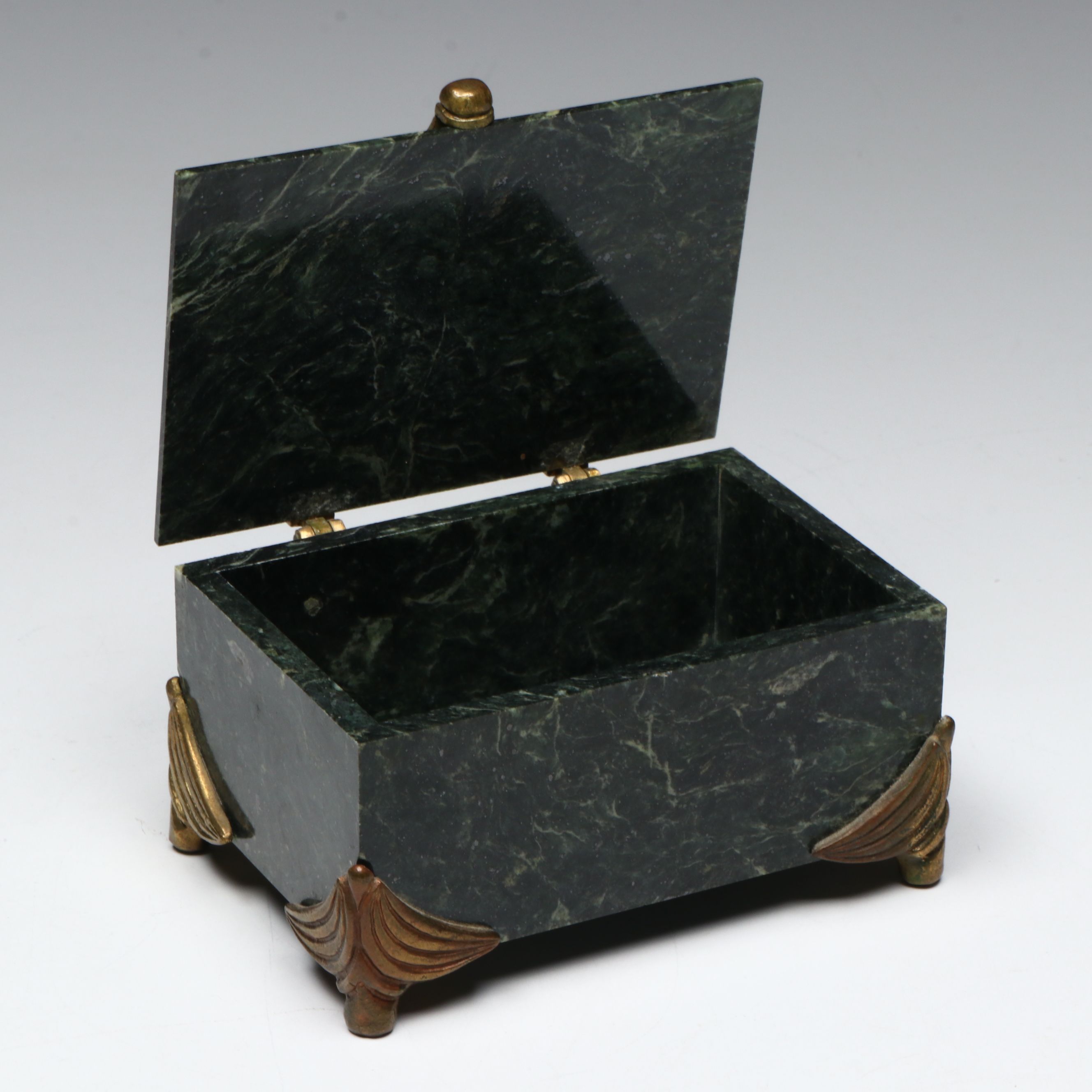 Russian Brass Mounted Green Marble Box