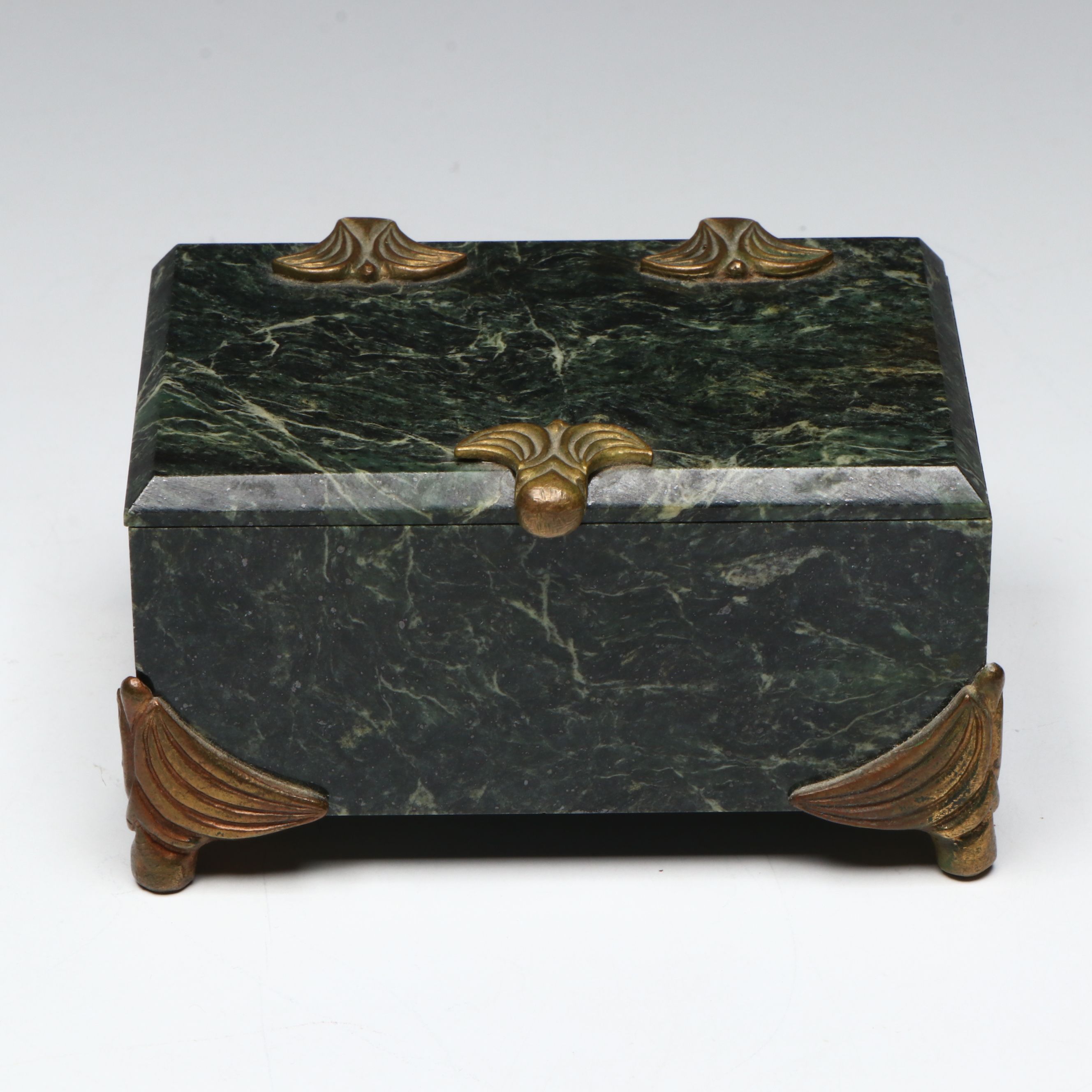 Russian Brass Mounted Green Marble Box